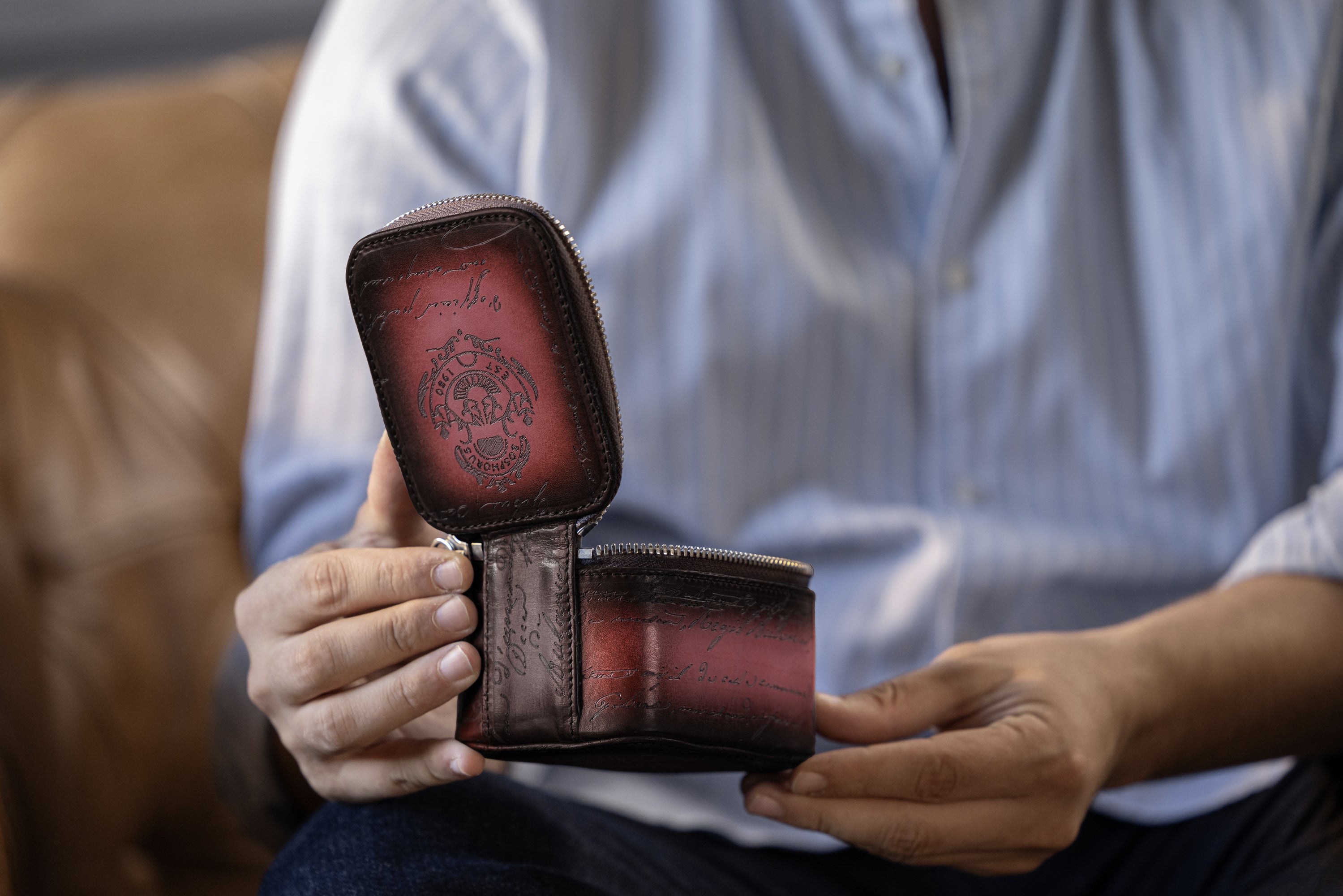 Ephesus Watch Case - Parchment Patina Red For 1 Watch