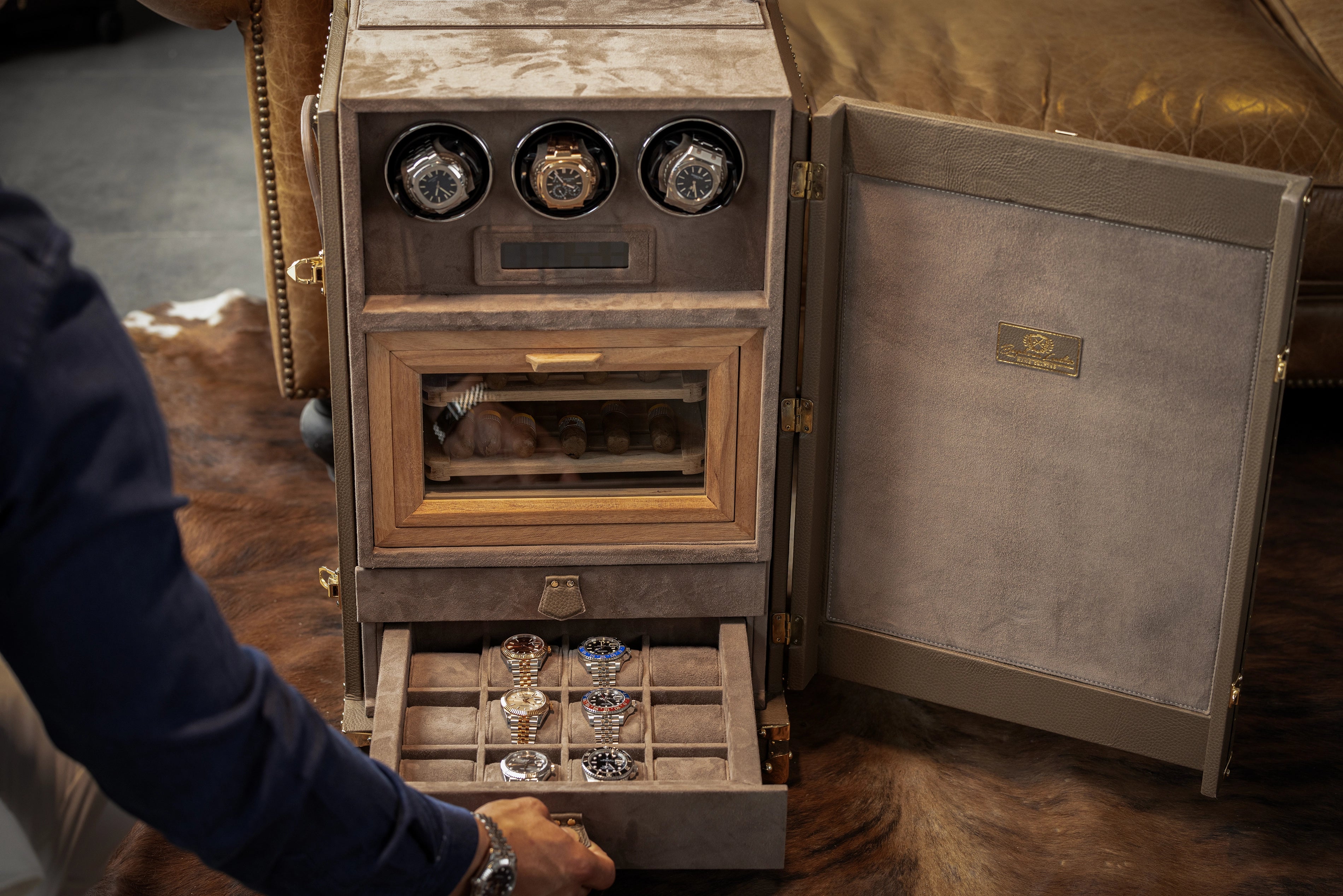 Watch Winder Trunk - Togo Beige