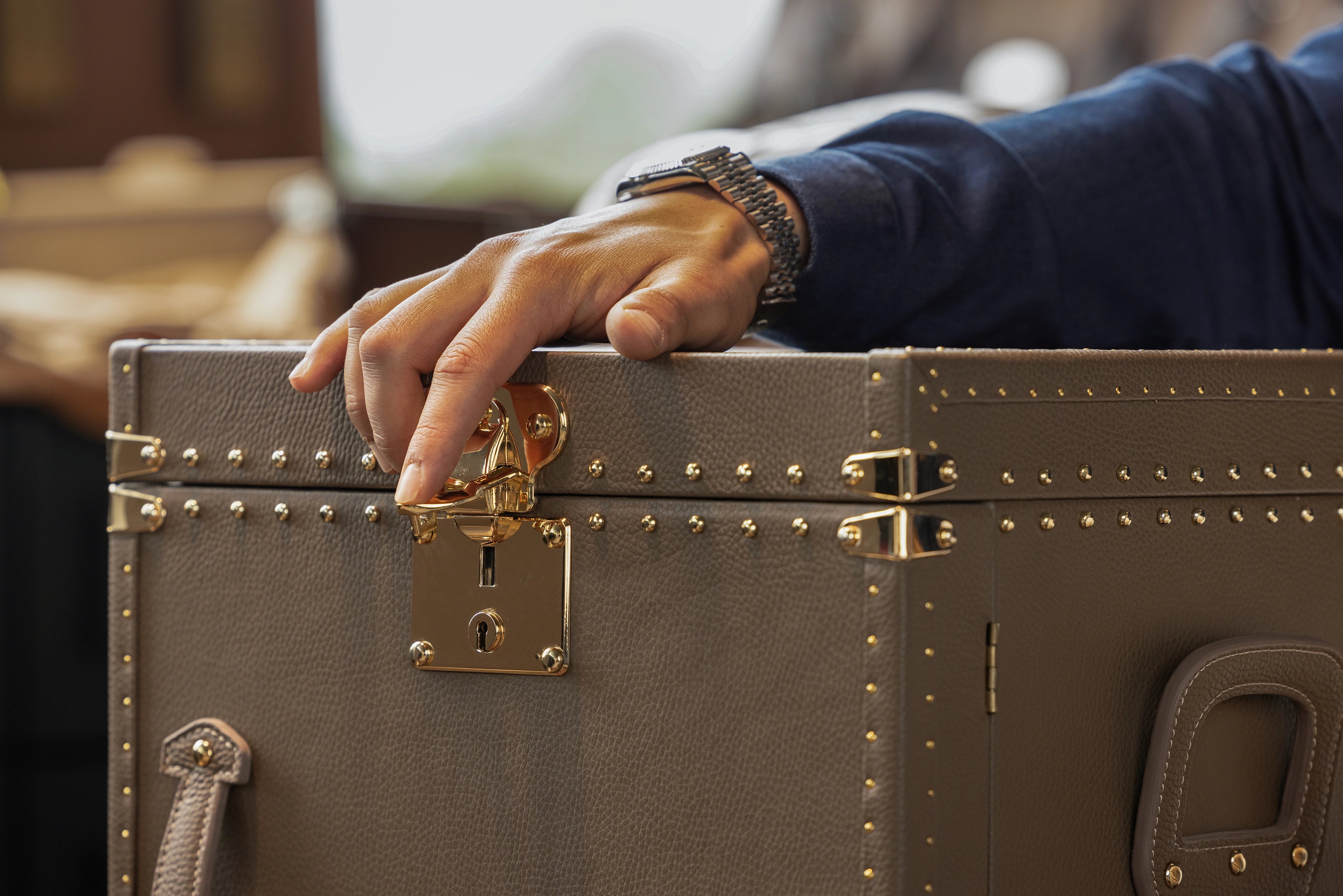 Watch Winder Trunk - Togo Beige