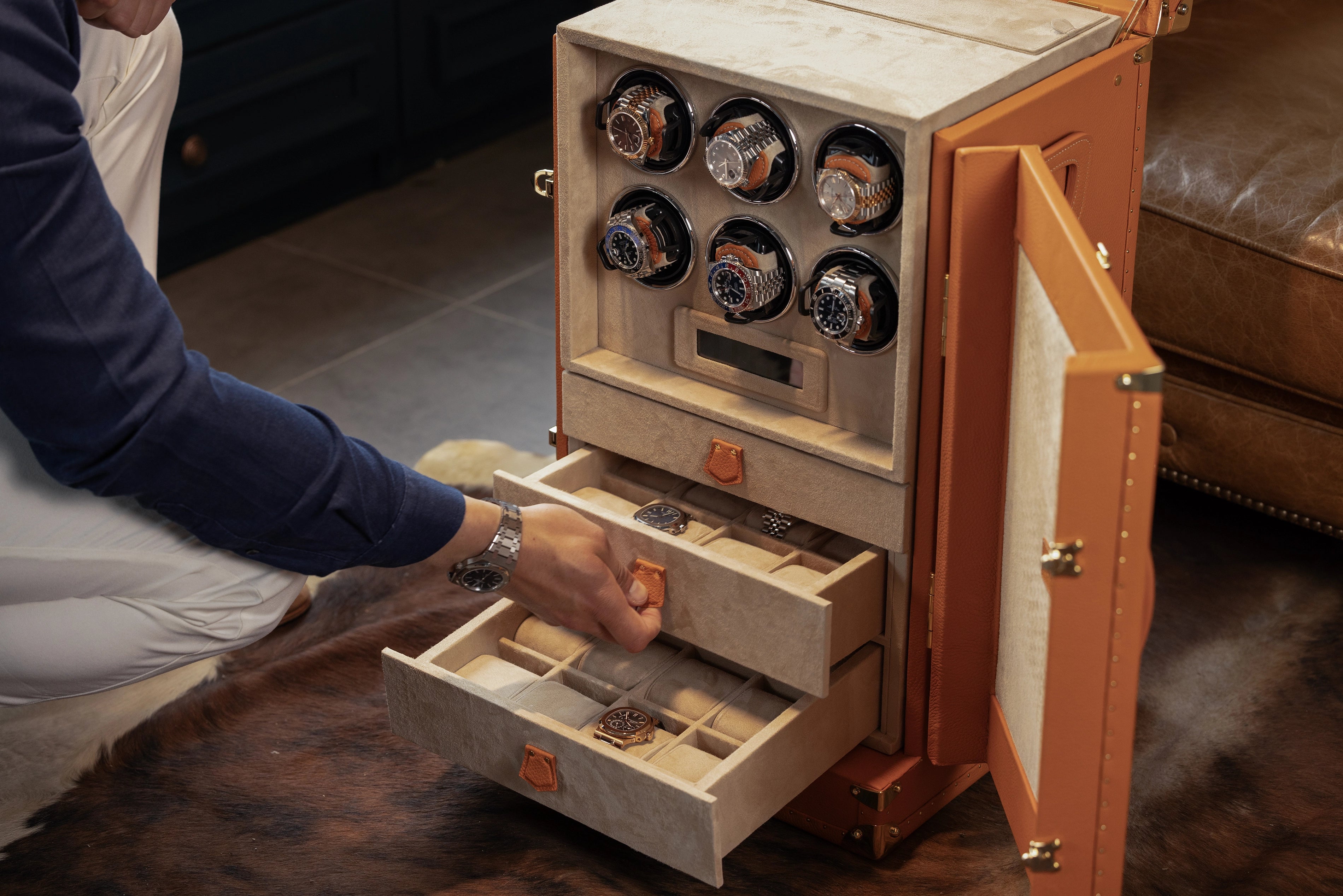 Watch Winder Trunk - Togo Orange