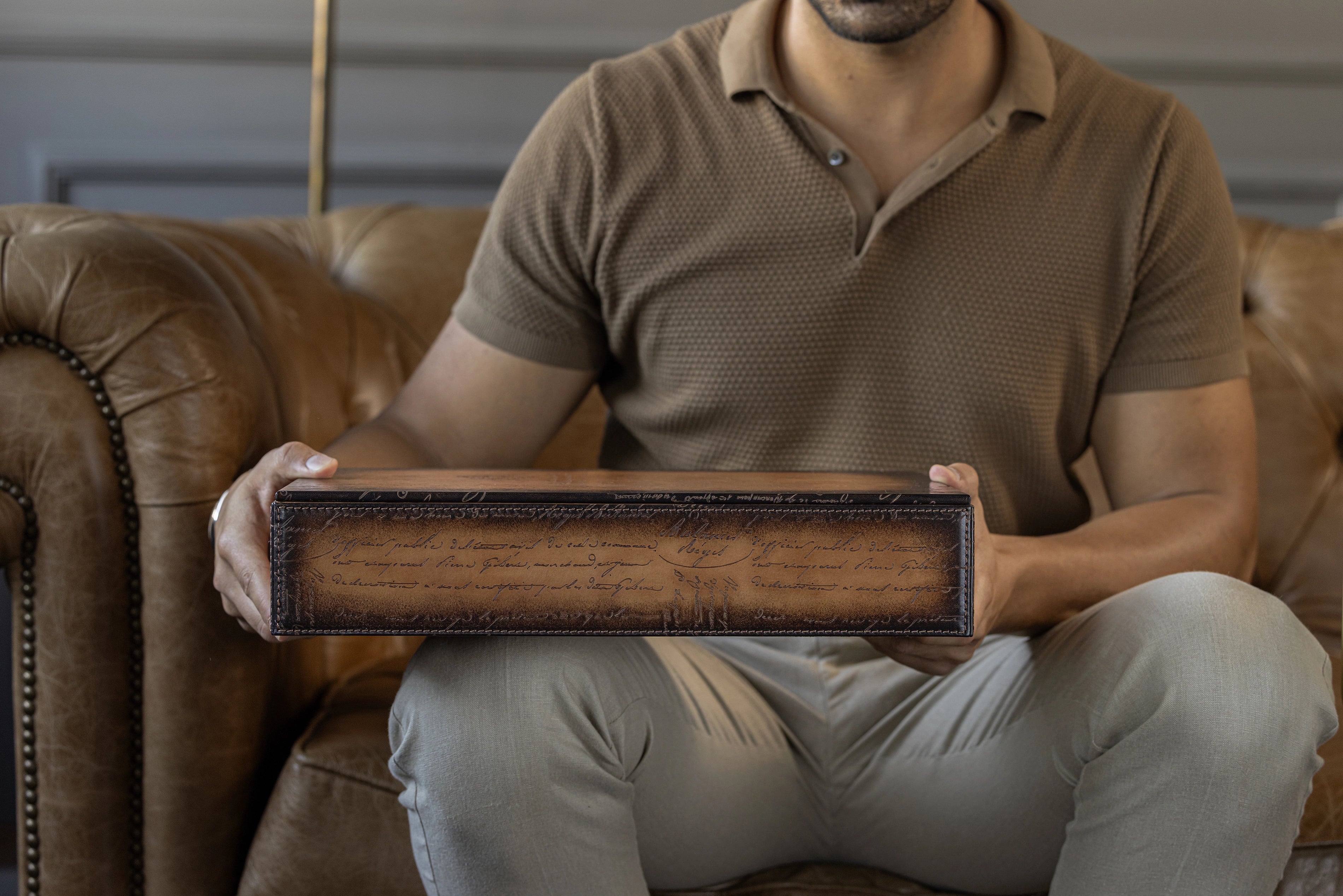 Watch Tray - Parchment Patina Java Brown