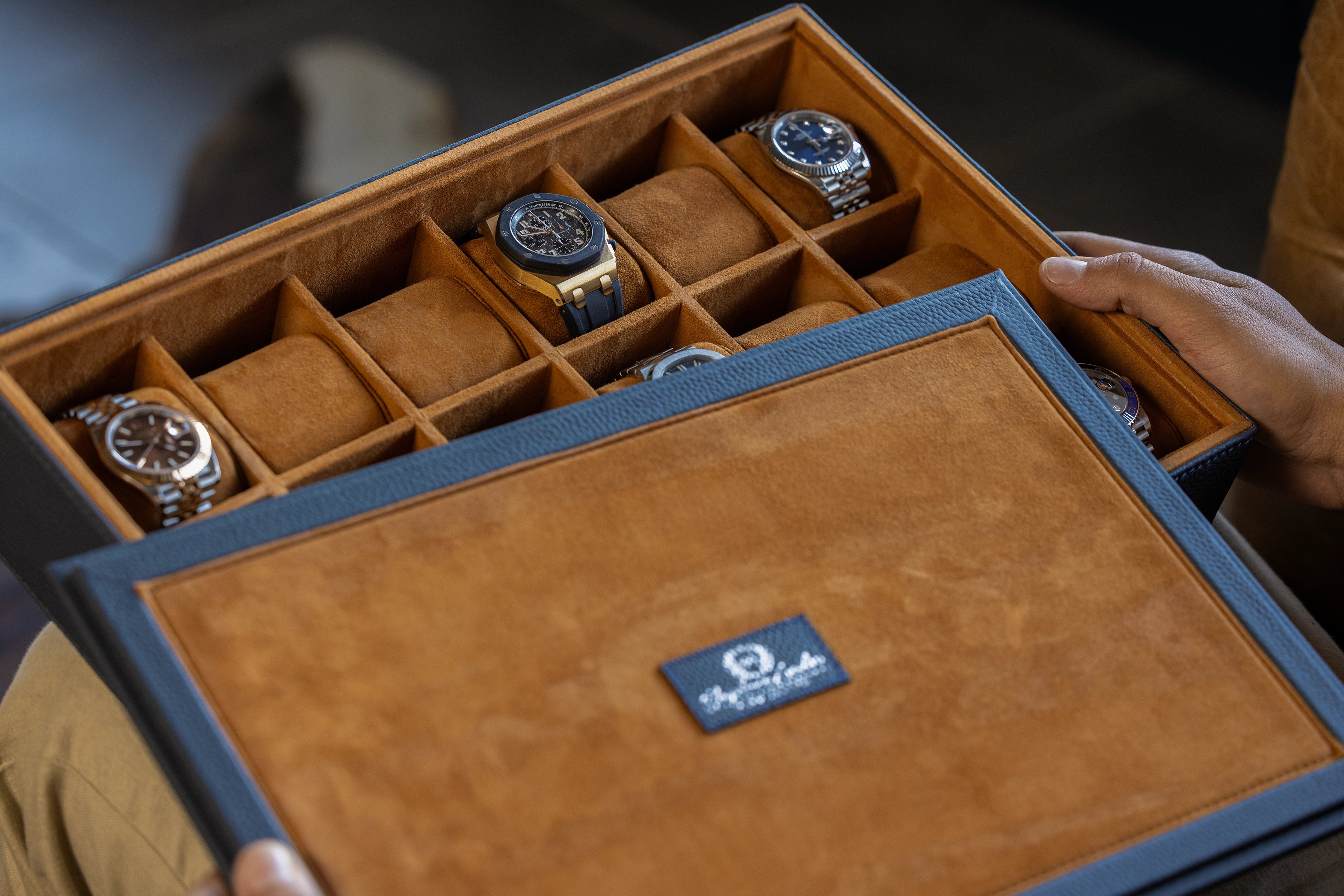 Watch Tray - Togo Navy Blue