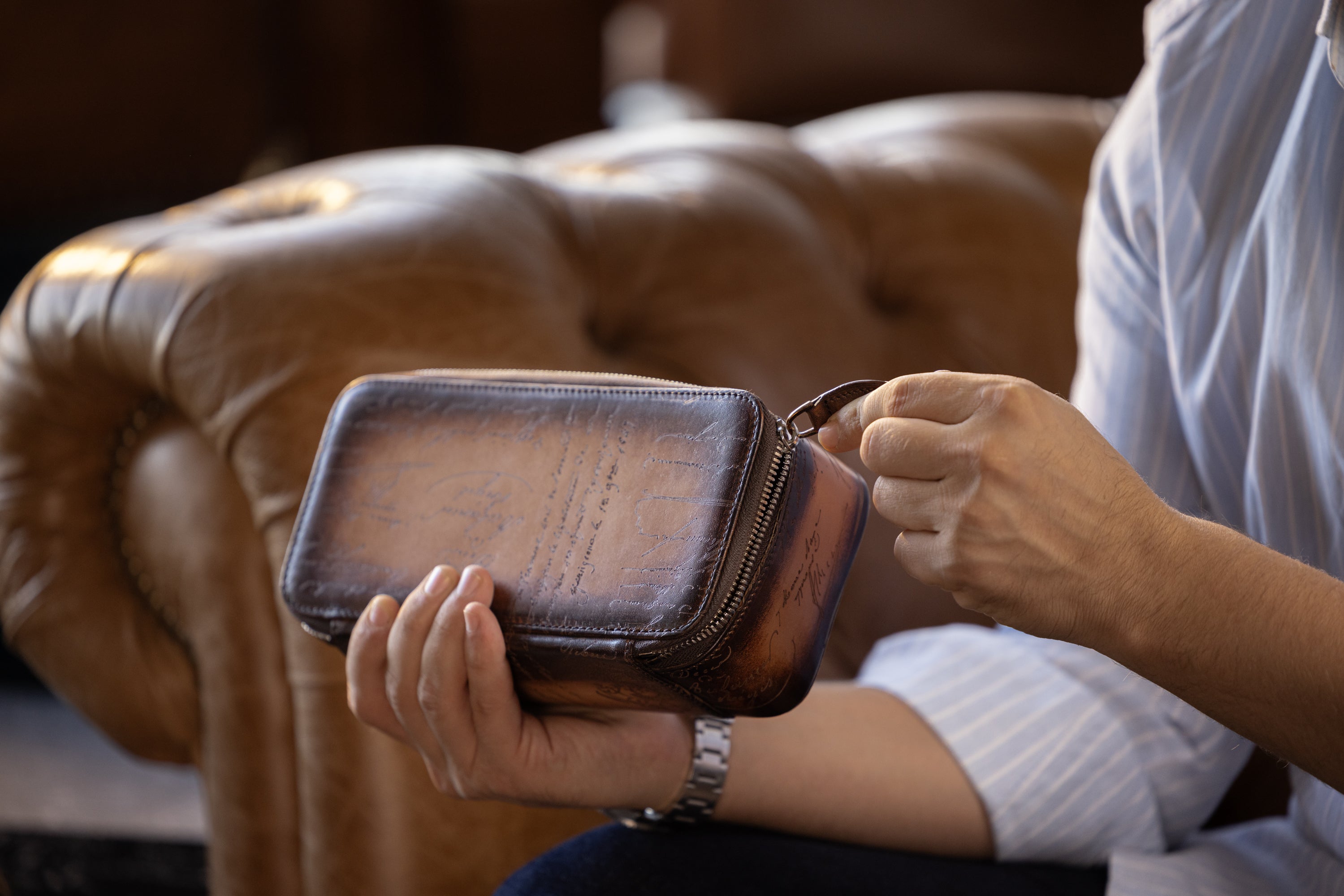 Ephesus Watch Case - Parchment Patina Light Tan For 3 Watches