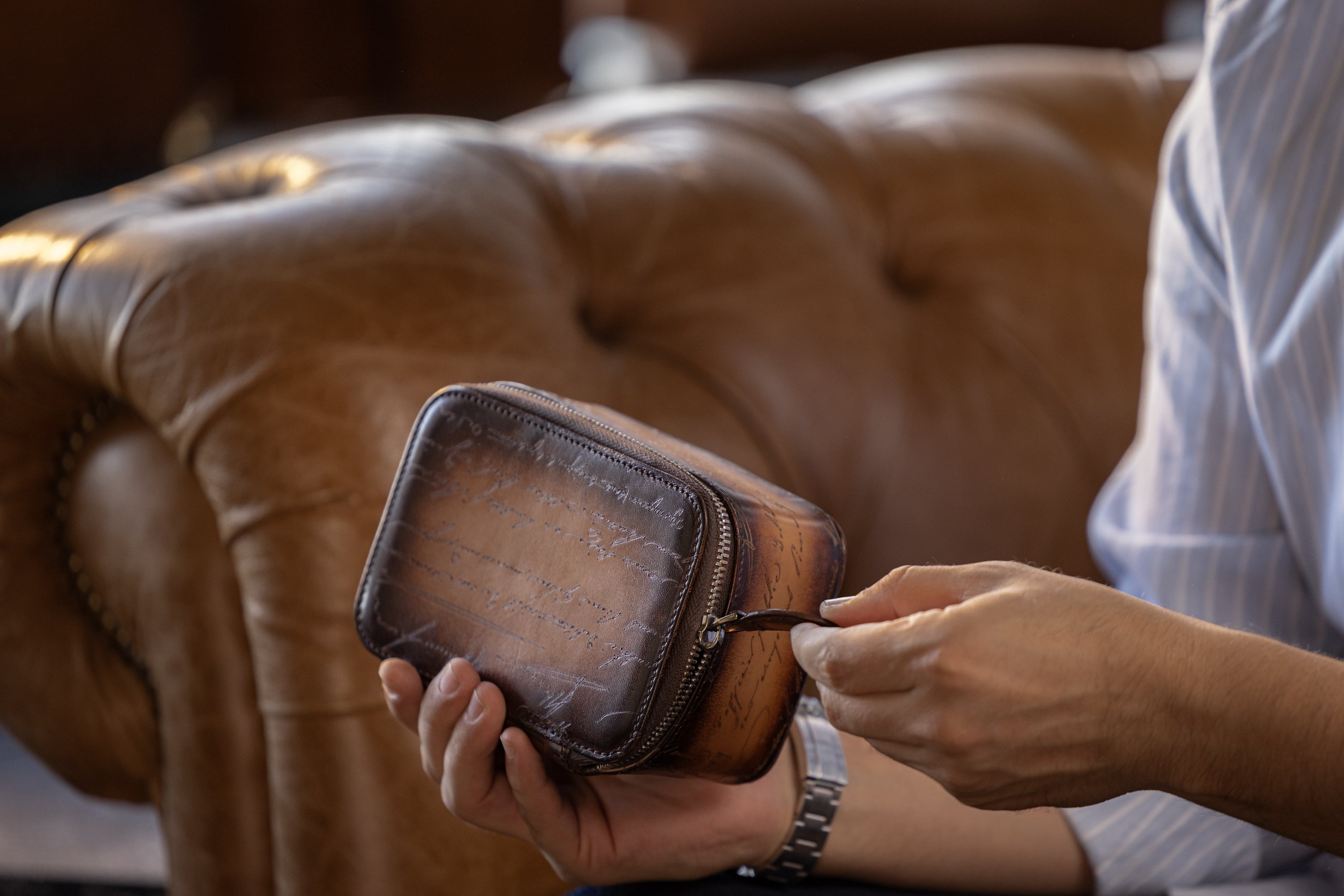 Ephesus Watch Case - Parchment Patina Light Tan For 2 Watches