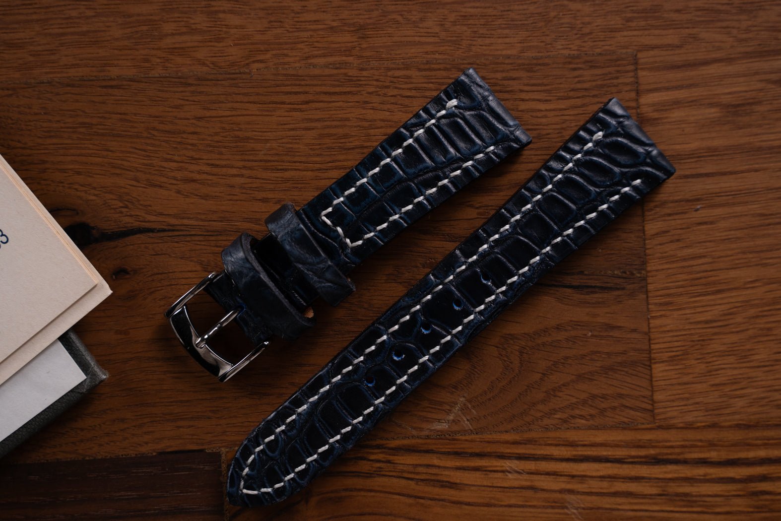 Bosphorus LeatherAlligator Watch Strap - Dark Blue 02 - In Stock!