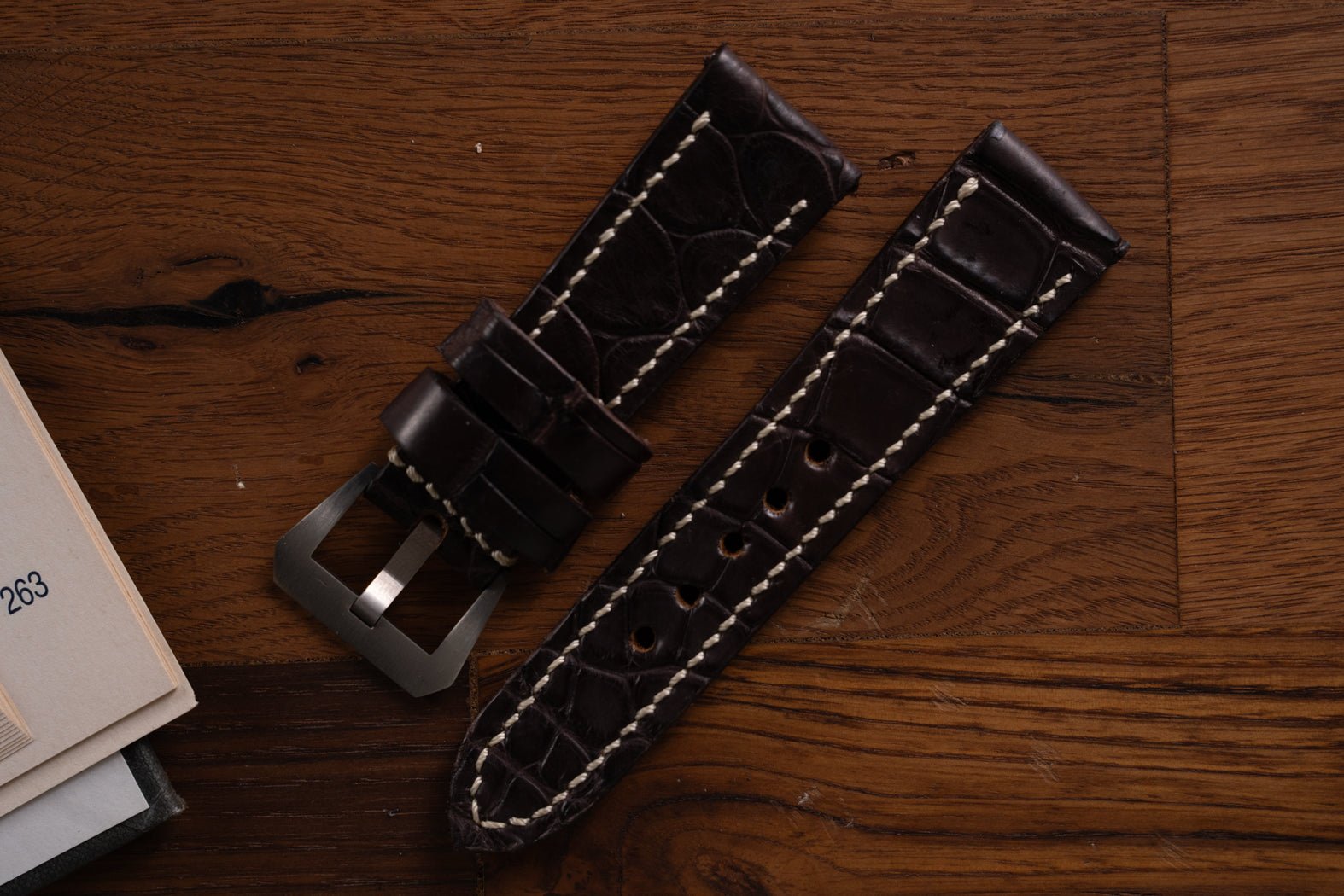 Bosphorus LeatherAlligator Watch Strap - Dark Brown 03 - In Stock!