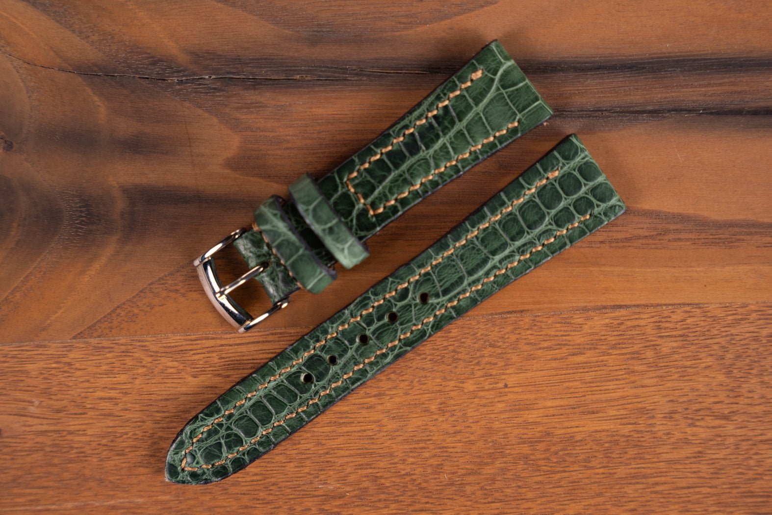 Bosphorus LeatherAlligator Watch Strap - Dark Green - In Stock!