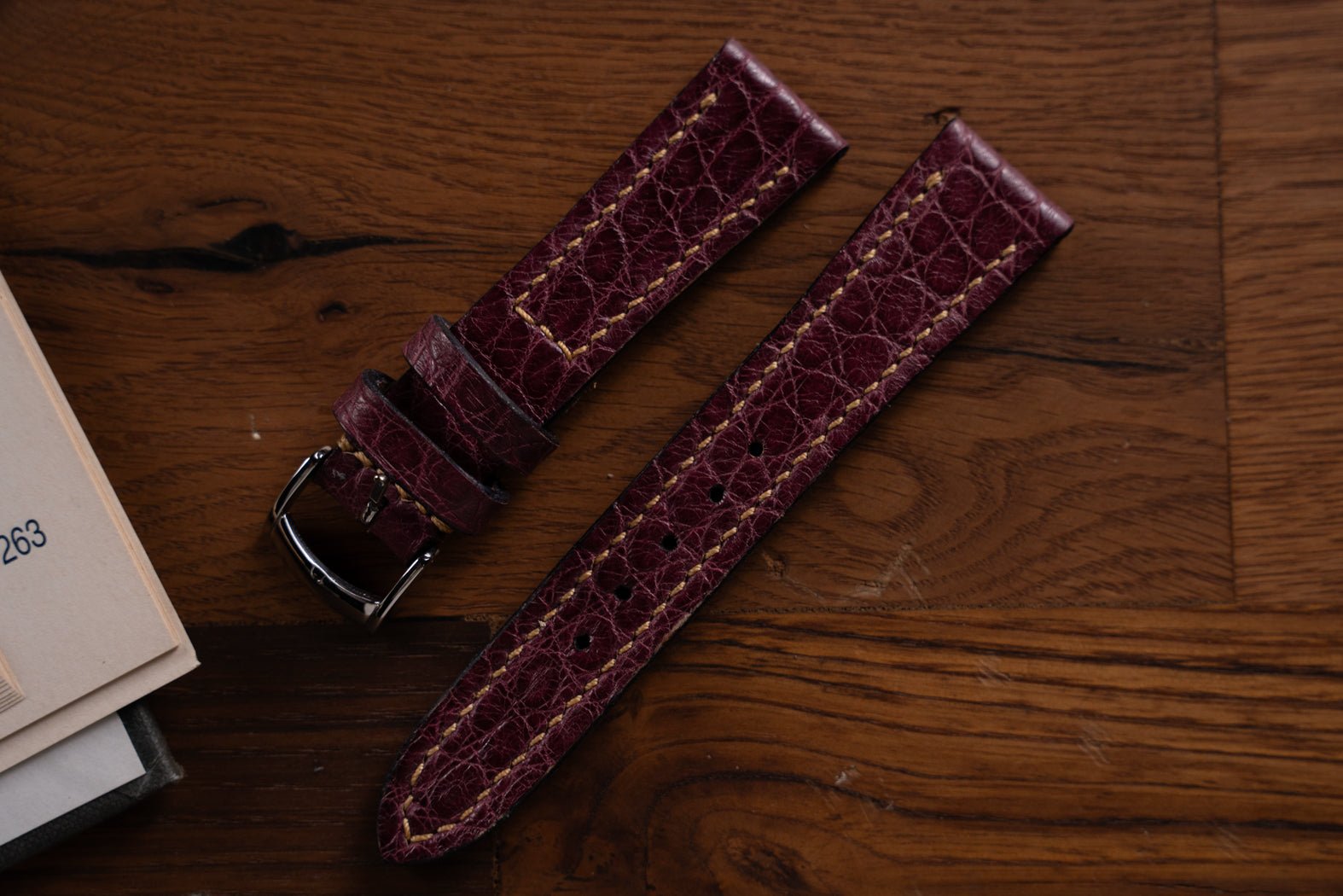 Bosphorus LeatherAlligator Watch Strap - Magenta 03 - In Stock!