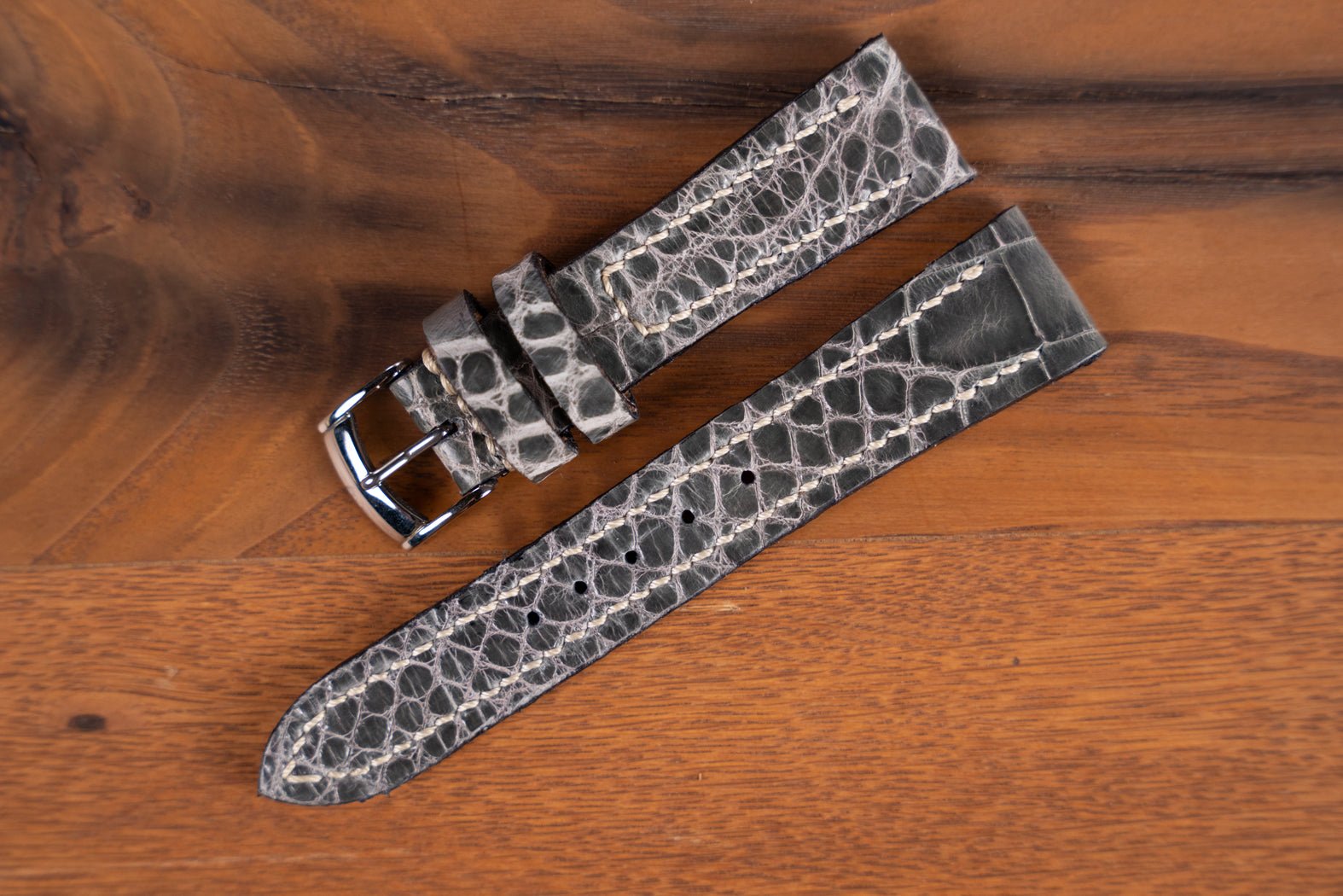 Bosphorus LeatherAlligator Watch Strap - Rock - In Stock!