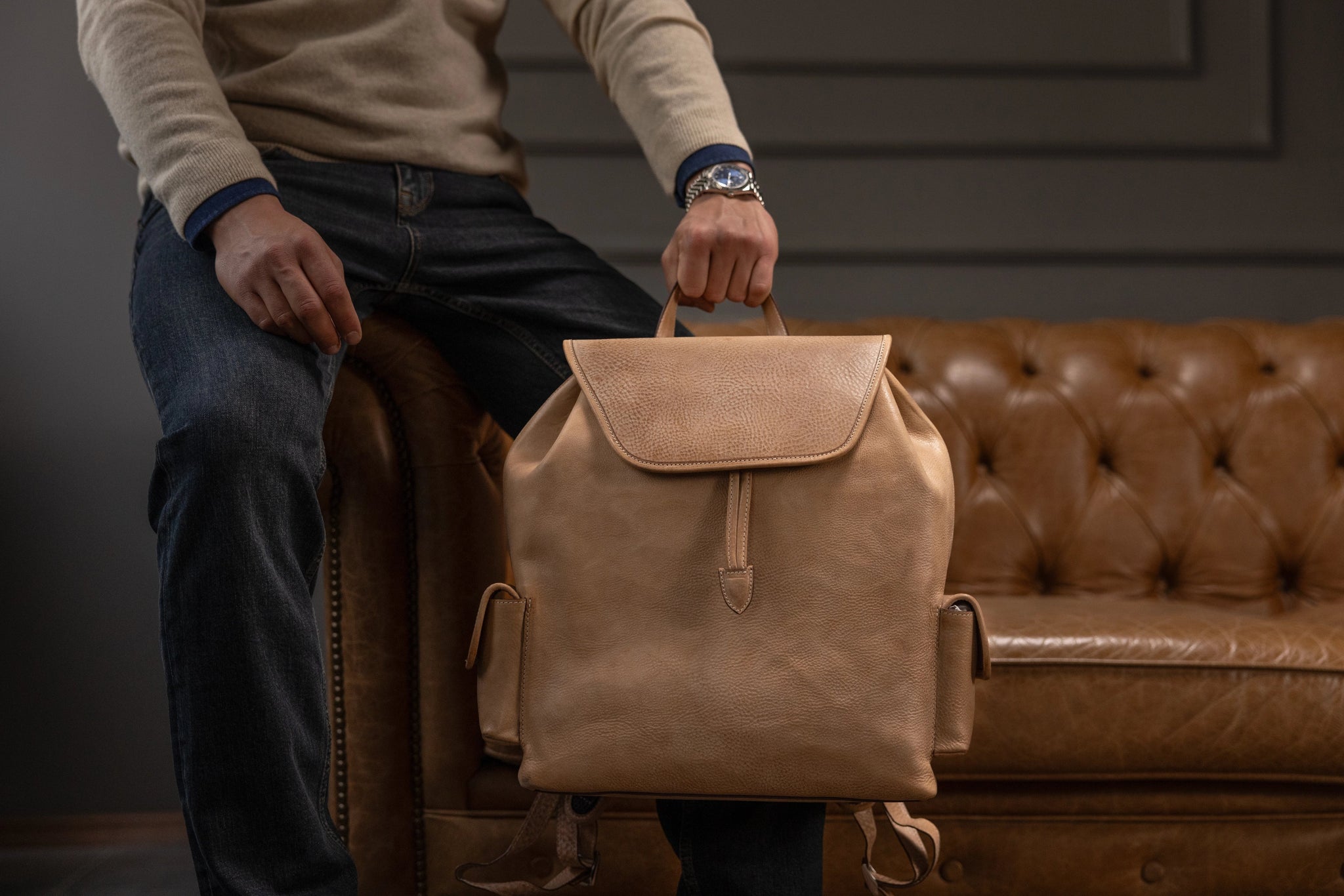 Bosphorus LeatherBackpack - Beige