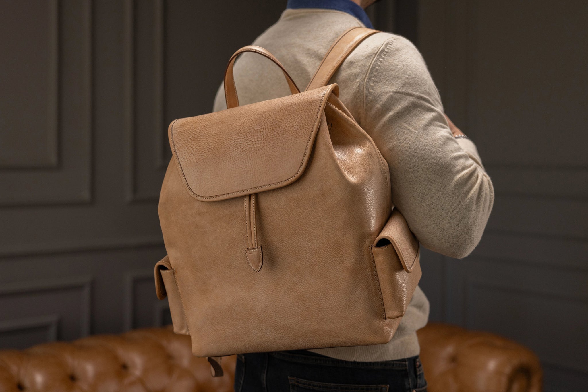 Bosphorus LeatherBackpack - Beige