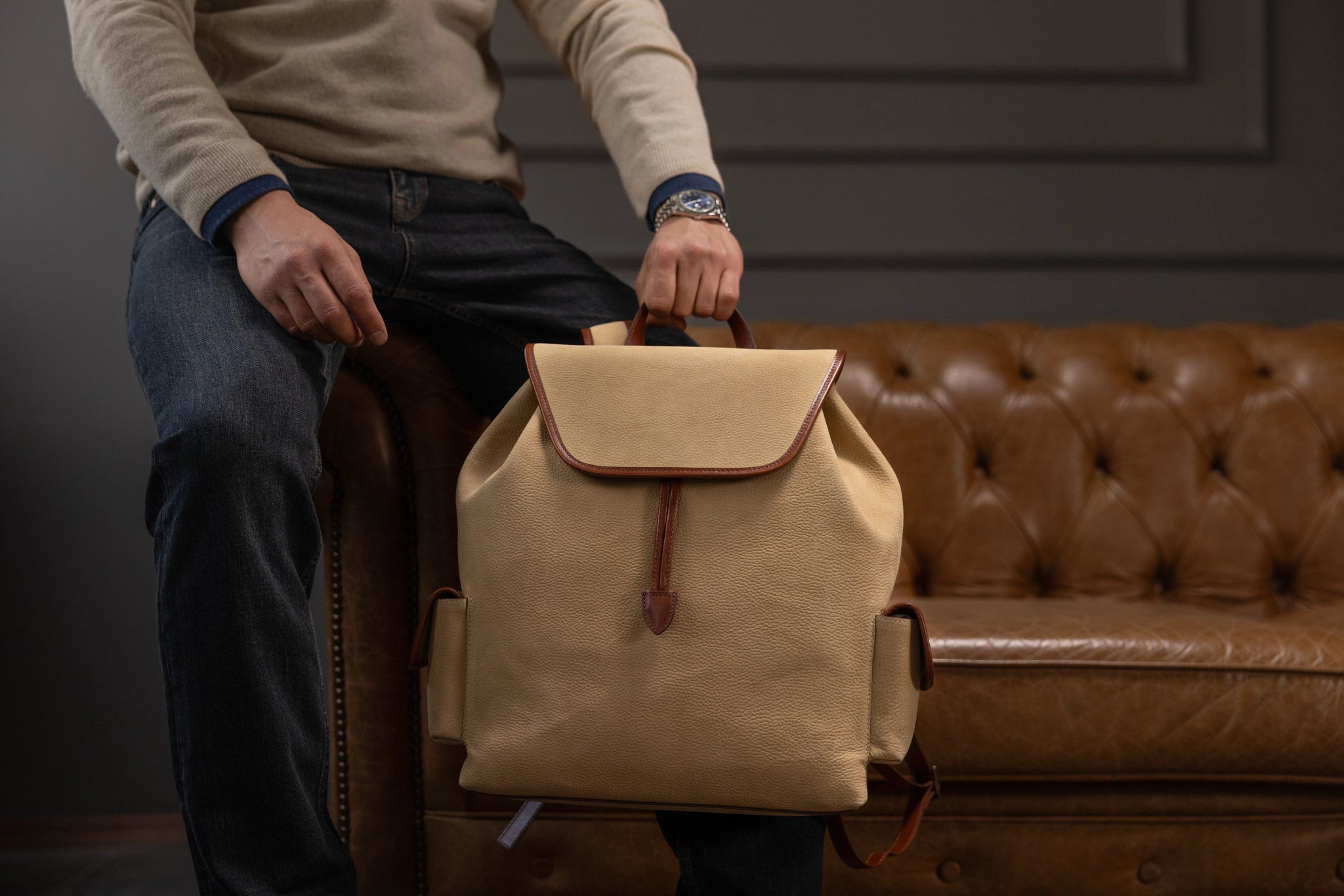 Bosphorus LeatherBackpack - Nubuck Beige