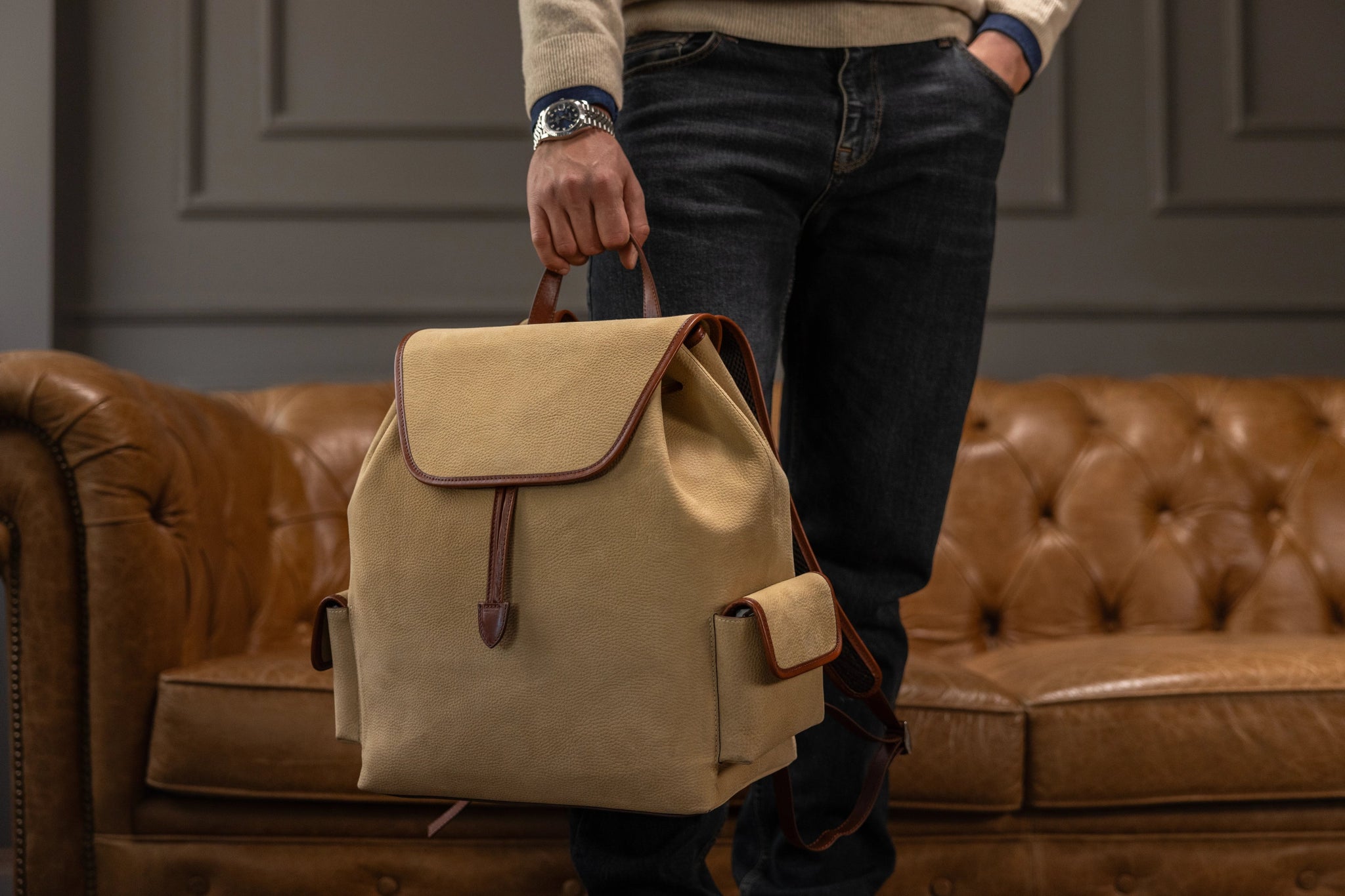 Bosphorus LeatherBackpack - Nubuck Beige