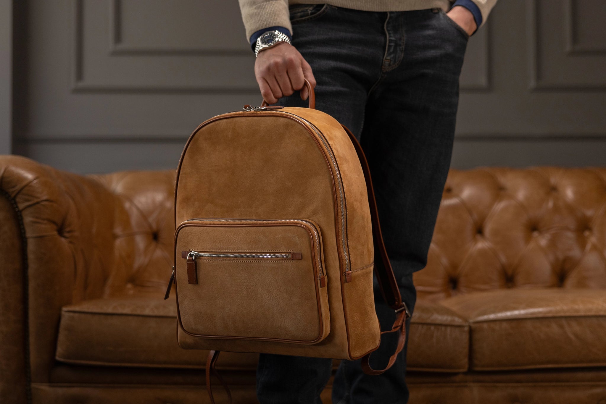 Bosphorus LeatherBackpack - Nubuck Camel