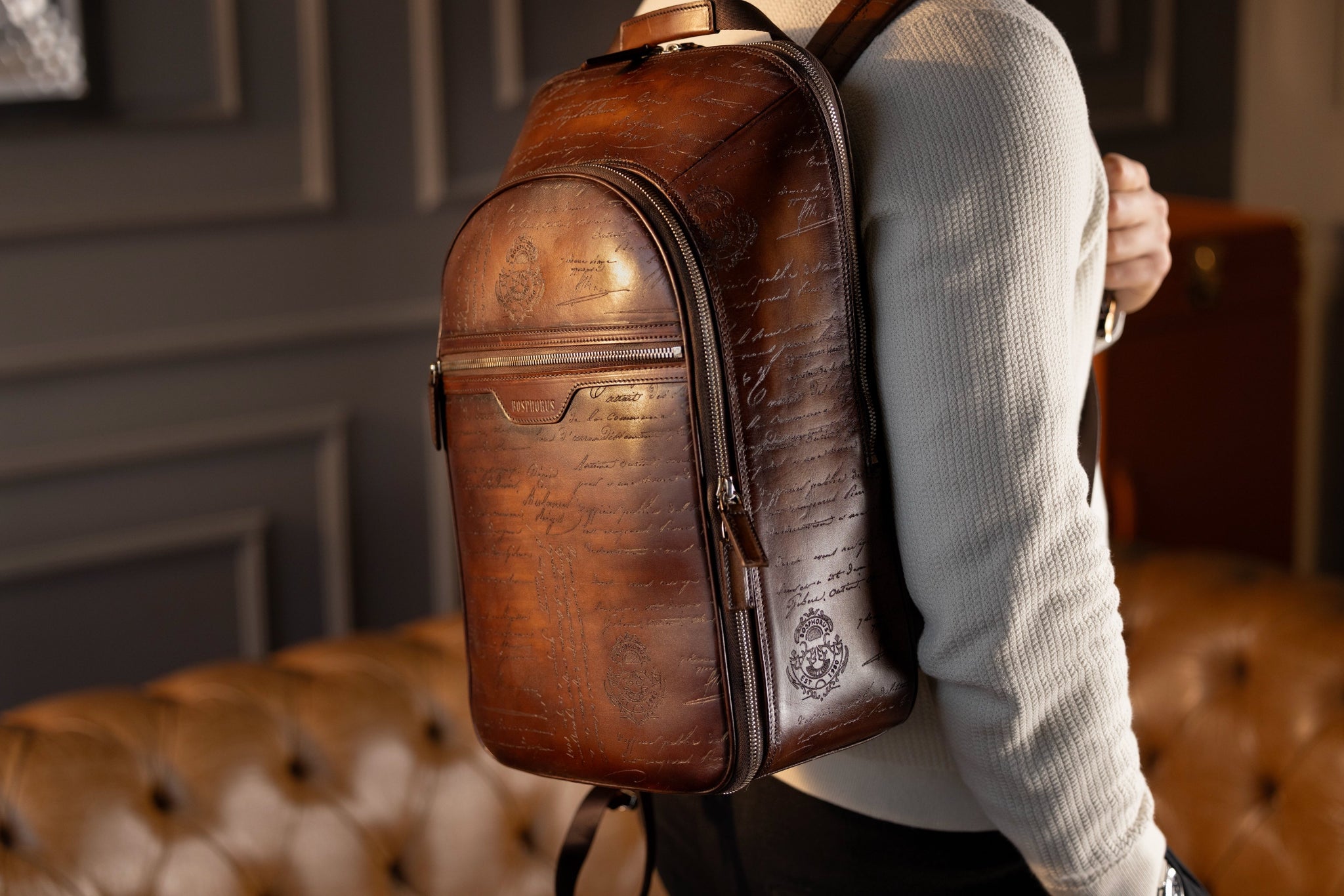 Bosphorus LeatherBackpack - Parchment Patina Brown