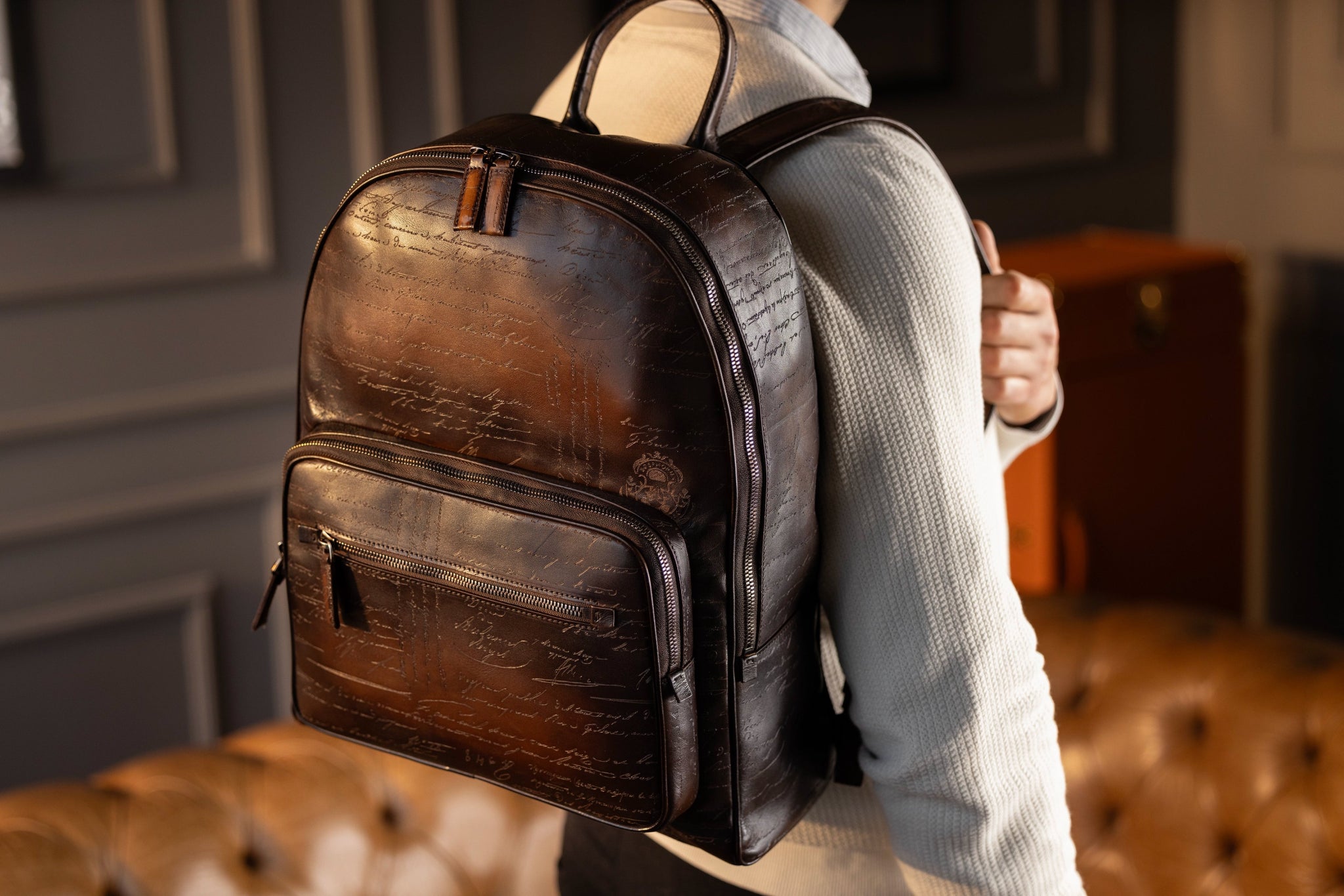 Bosphorus LeatherBackpack - Parchment Patina Dark Brown