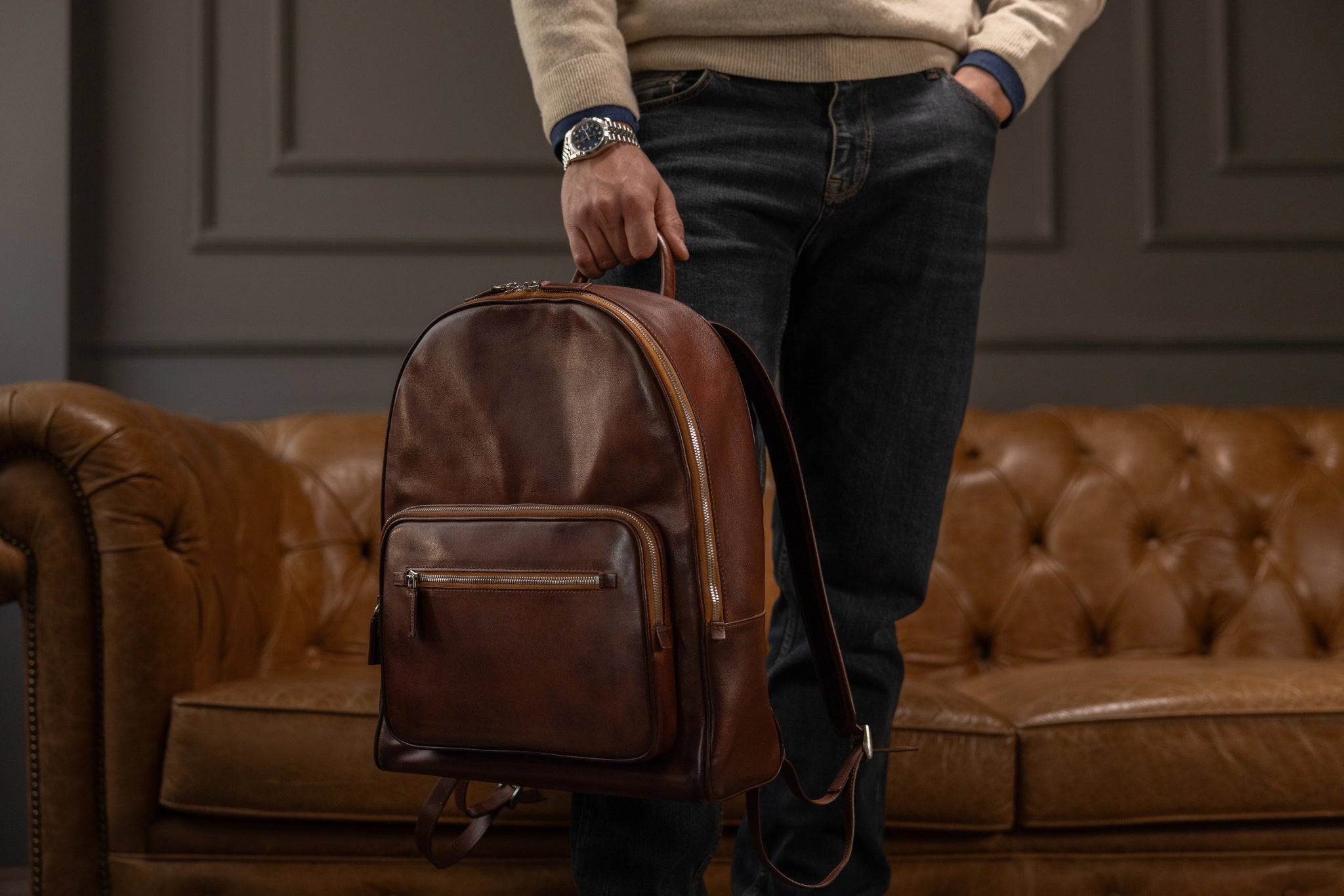 Bosphorus LeatherBackpack - Patina Dark Brown