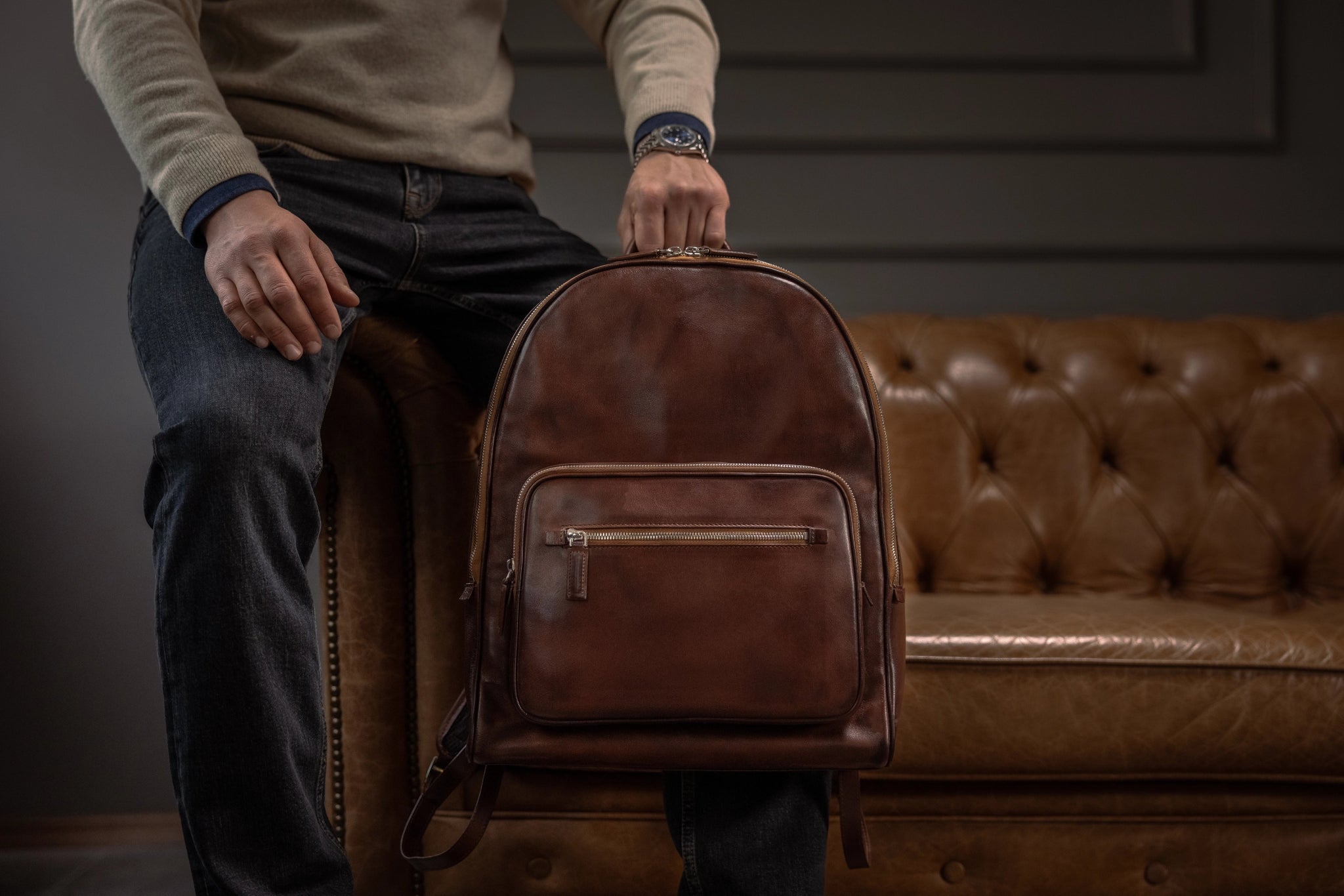 Bosphorus LeatherBackpack - Patina Dark Brown