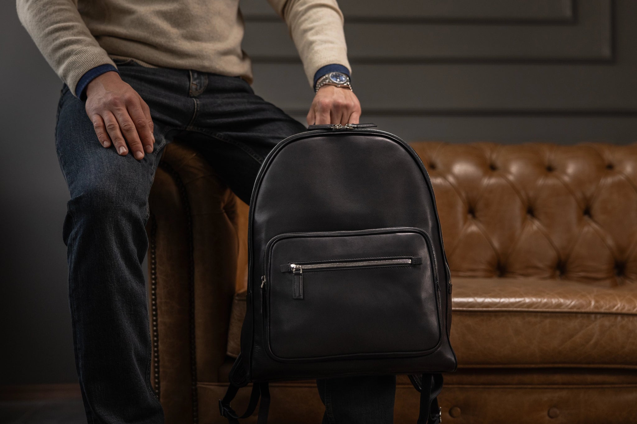 Bosphorus LeatherBackpack - Soft Black