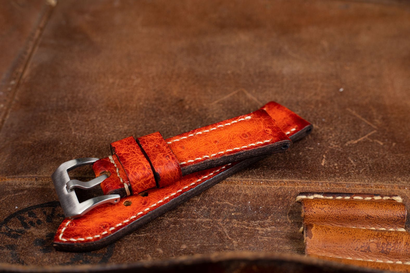 Bosphorus LeatherBosphorus Watch Strap - Ostrich Patina Fire