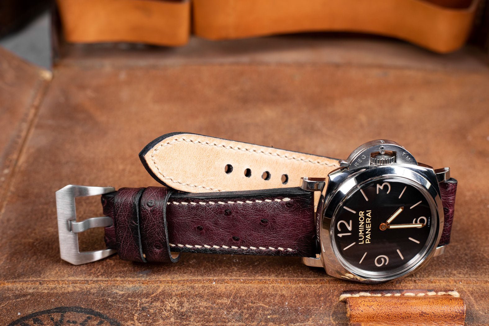 Bosphorus LeatherBosphorus Watch Strap - Ostrich Patina Raisin