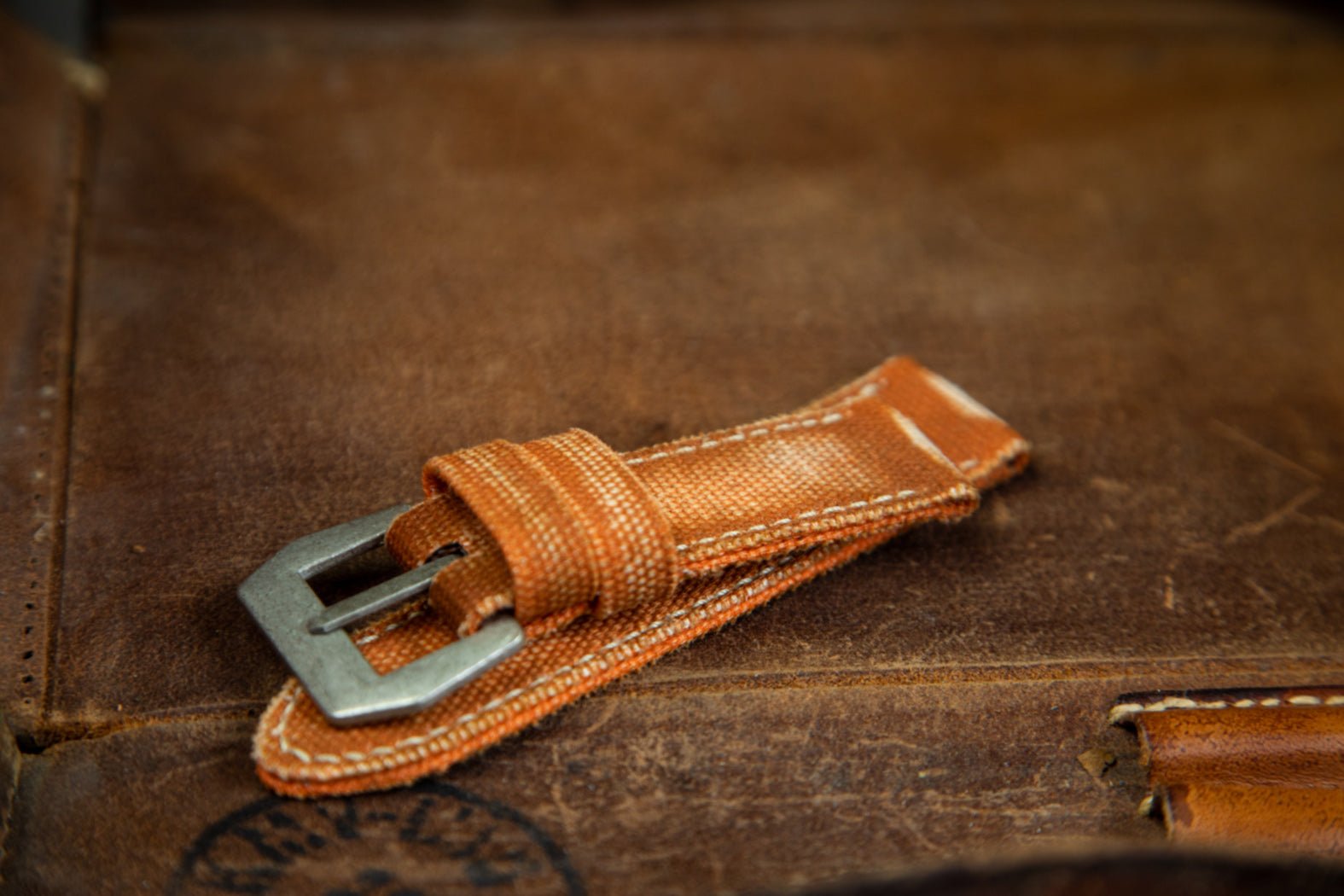 Bosphorus LeatherBosphorus Watch Strap - Rolled Canvas Bronze Orange