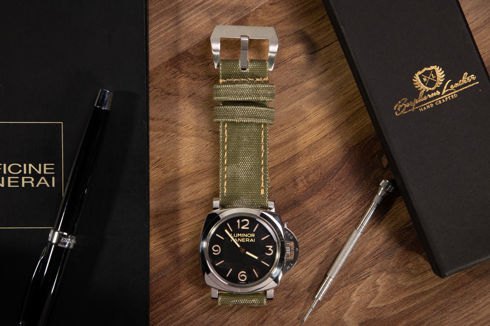 Bosphorus LeatherBosphorus Watch Strap - Rolled Canvas Moss