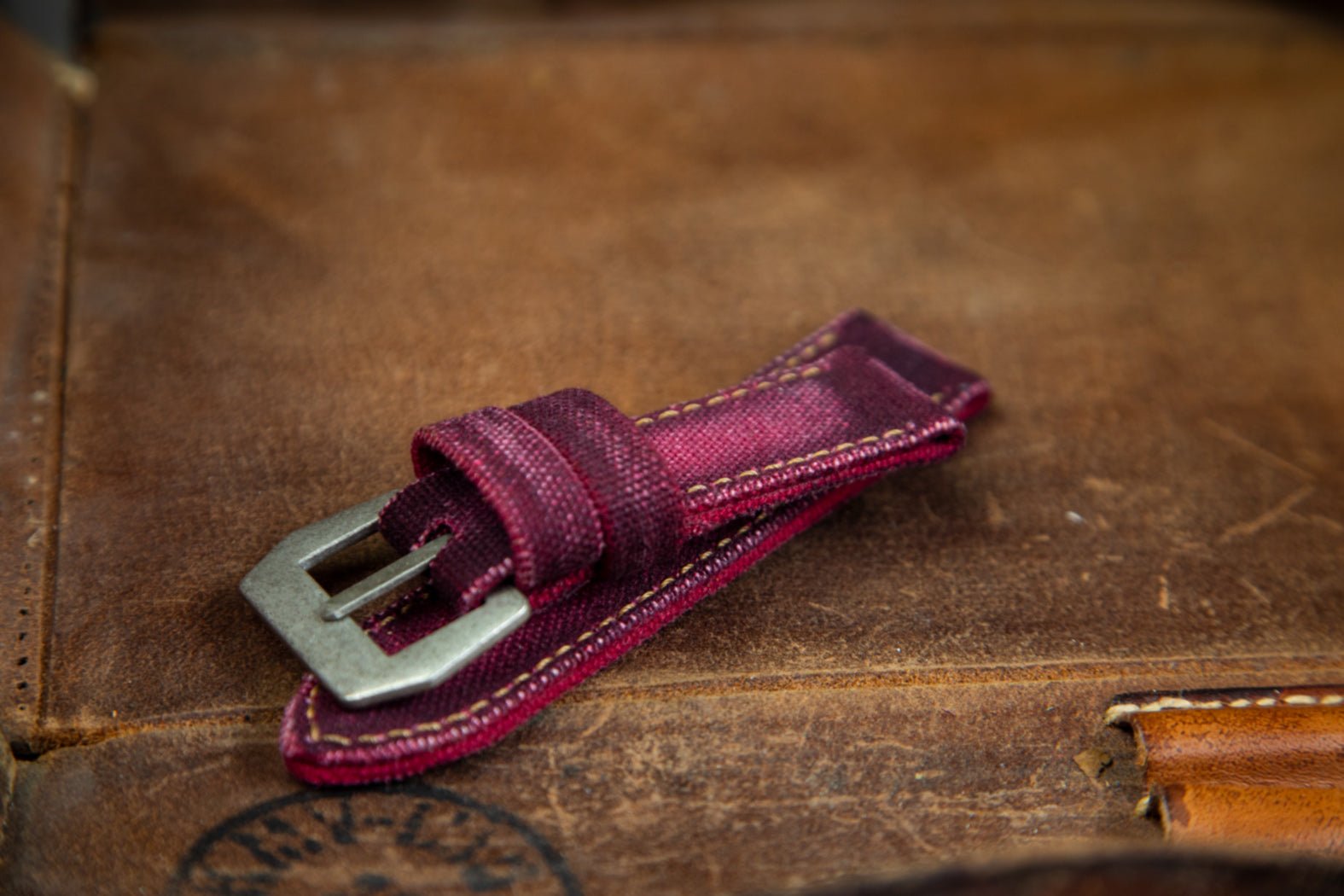 Bosphorus LeatherBosphorus Watch Strap - Rolled Canvas Vine Red