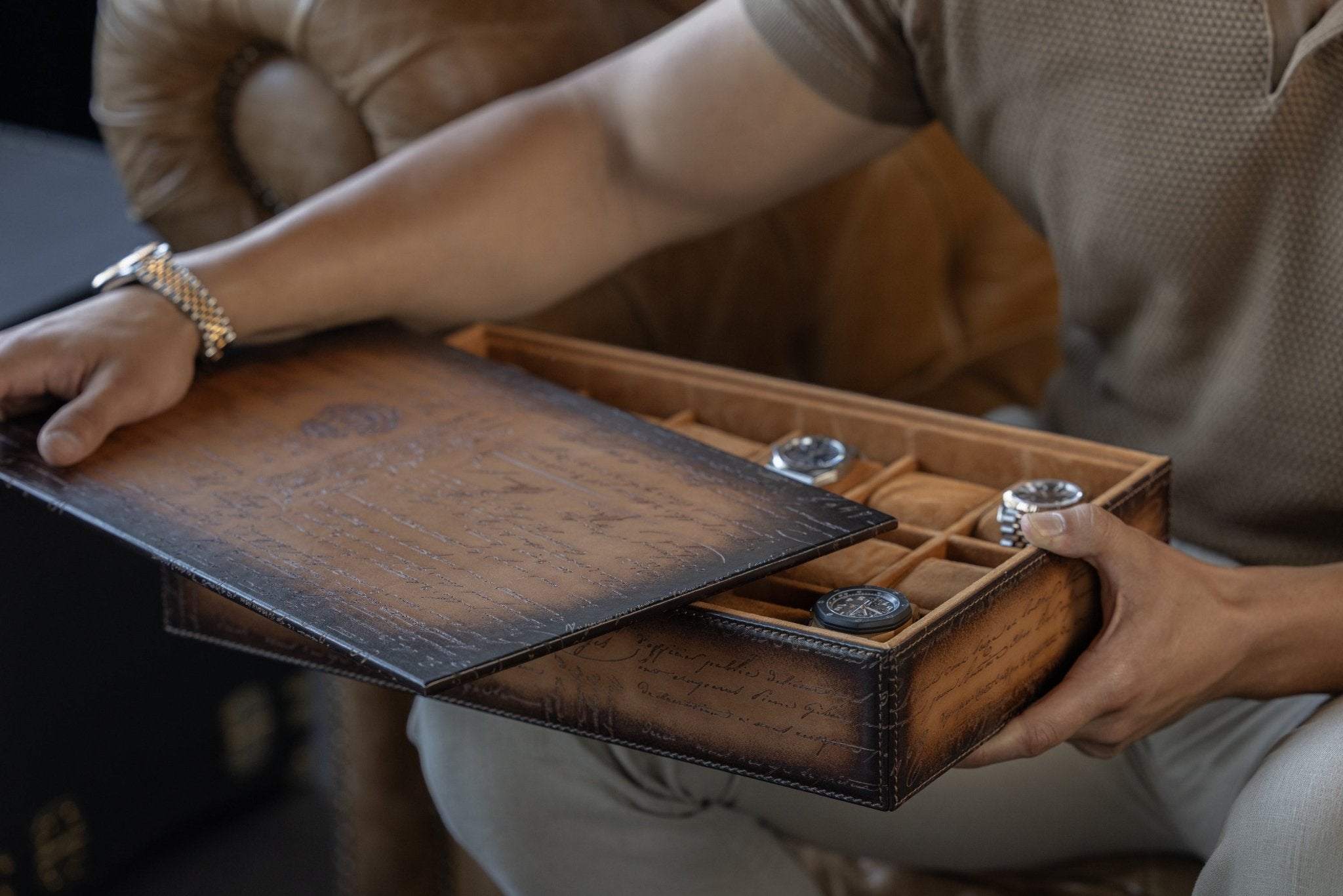 Bosphorus LeatherBosphorus Watch Tray - Parchment Patina Light Tan