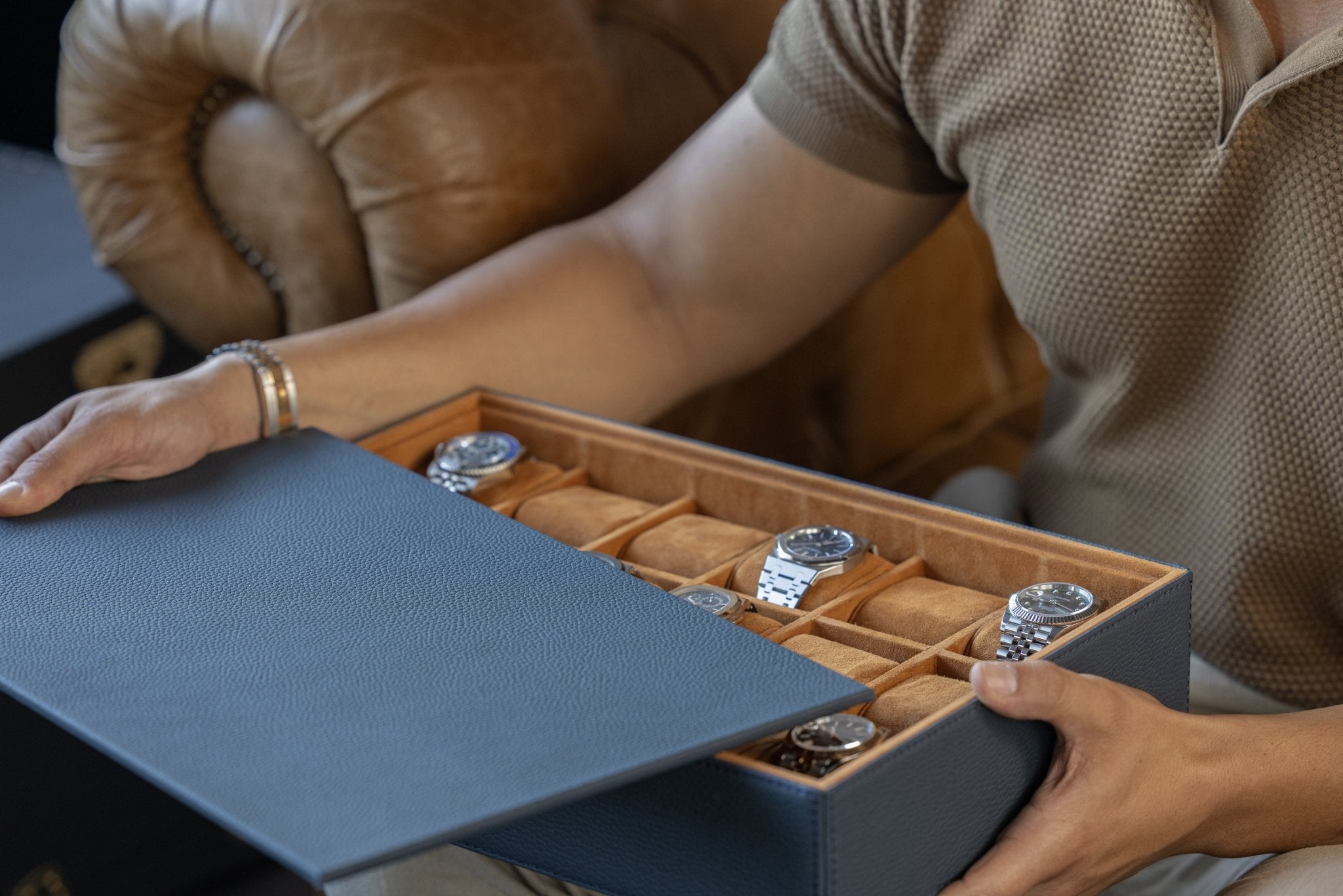 Bosphorus LeatherBosphorus Watch Tray - Togo Navy Blue