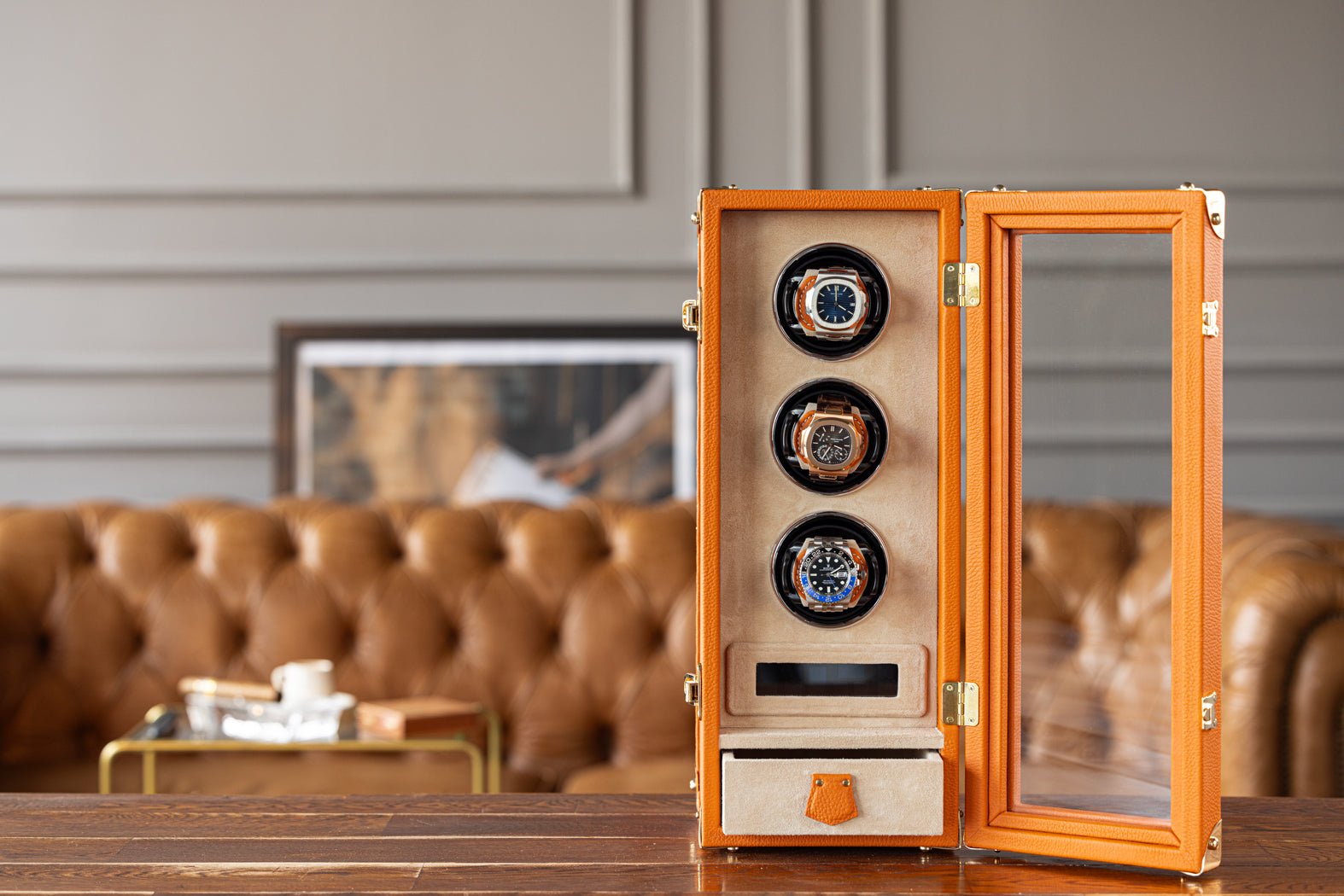 Bosphorus LeatherBosphorus Watch Winder - Togo Orange