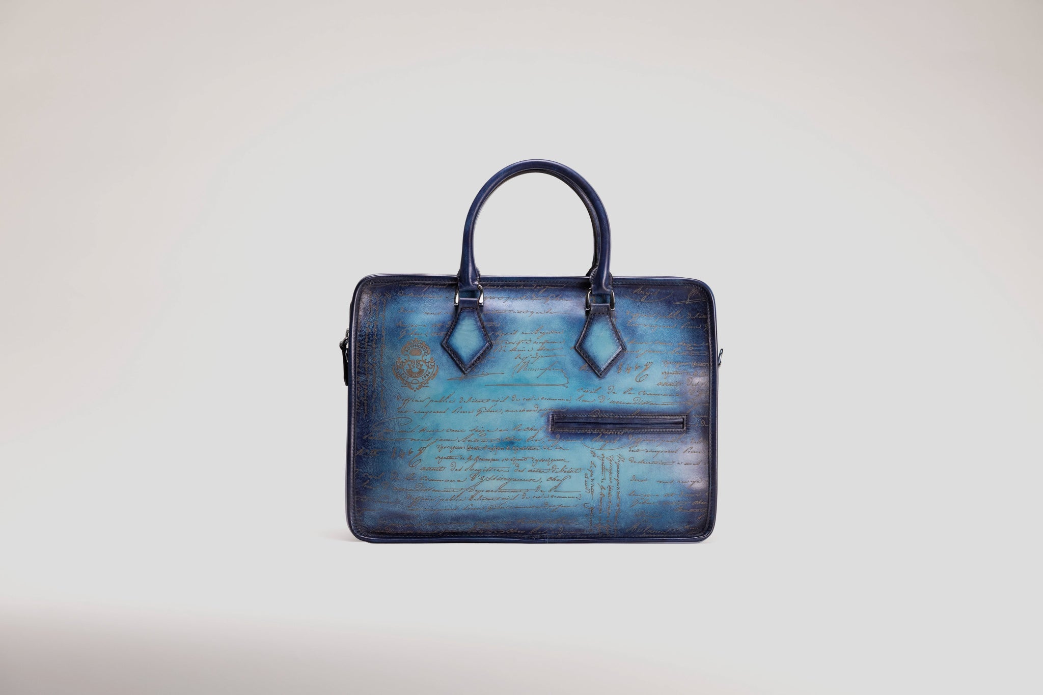 Bosphorus LeatherBriefcase - Parchment Patina Sky Blue