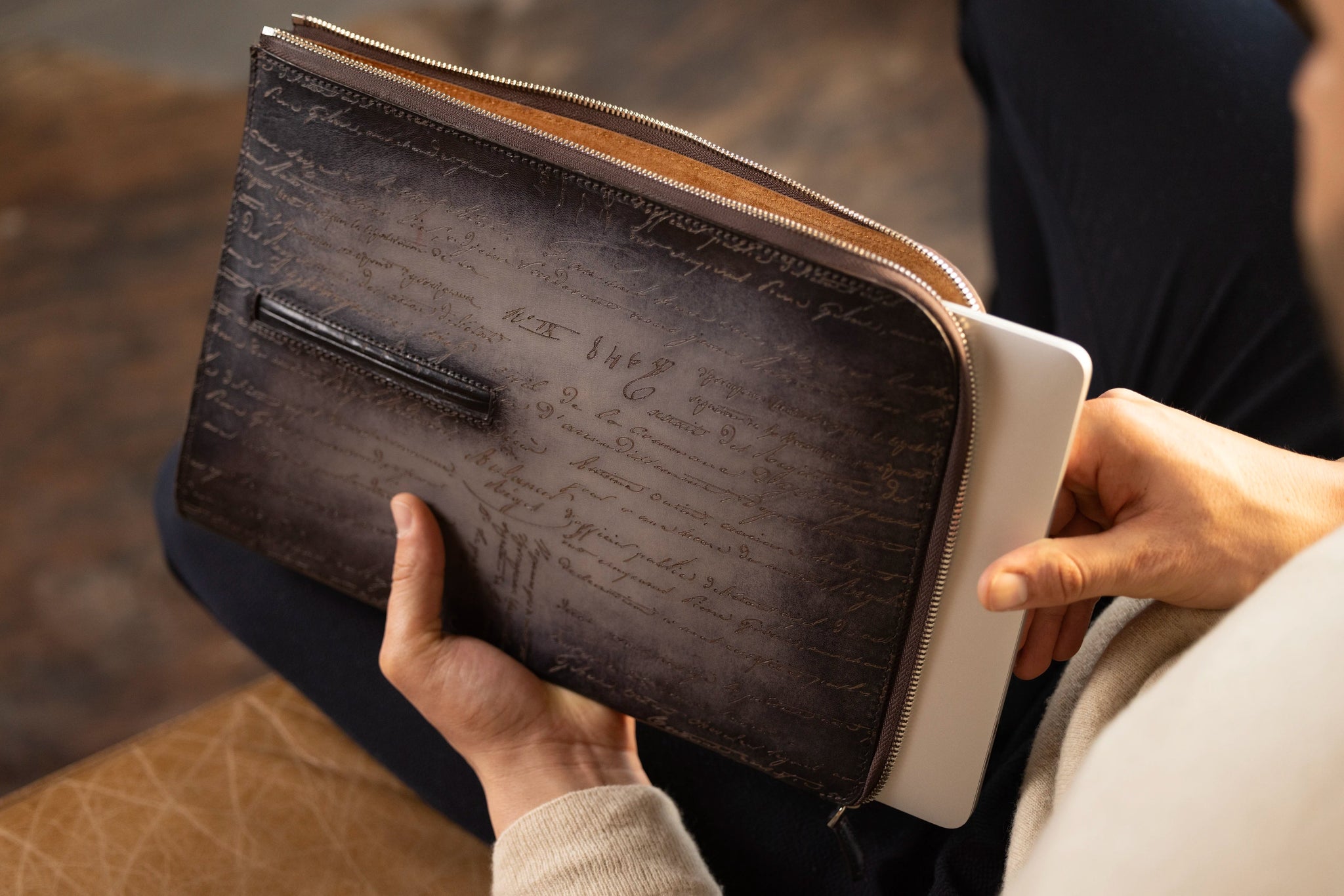 Bosphorus LeatherClutch - Parchment Patina Grey