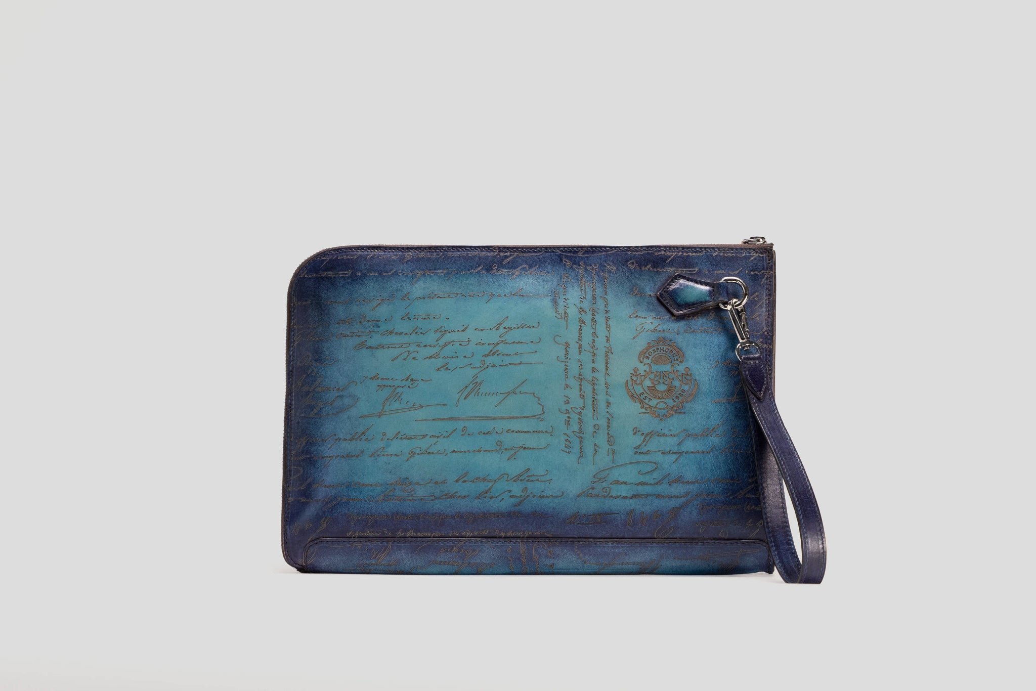 Bosphorus LeatherClutch - Parchment Patina Sky Blue