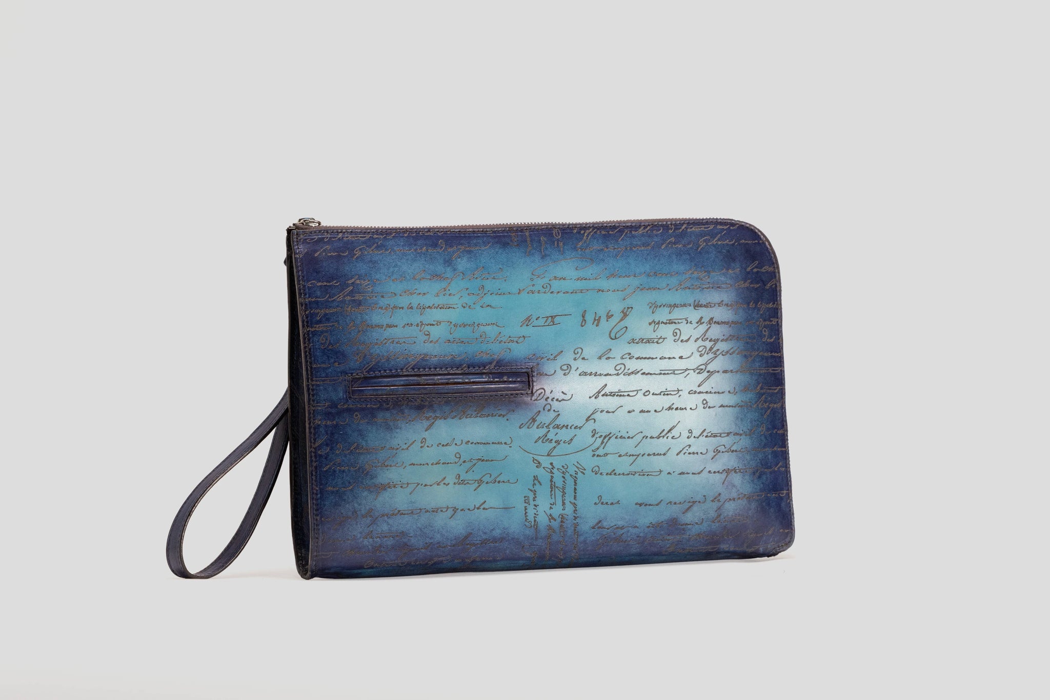 Bosphorus LeatherClutch - Parchment Patina Sky Blue