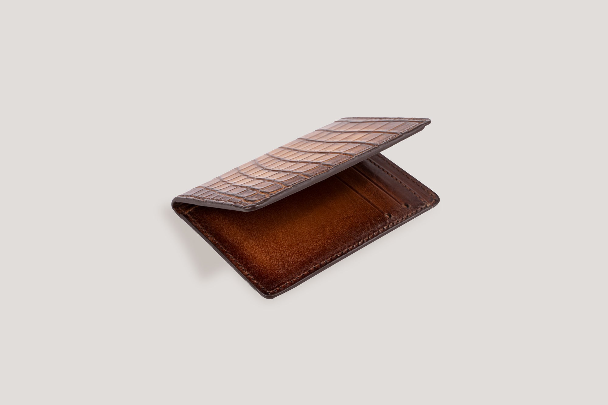 Bosphorus LeatherCrocodile Card Holder Honey Brown