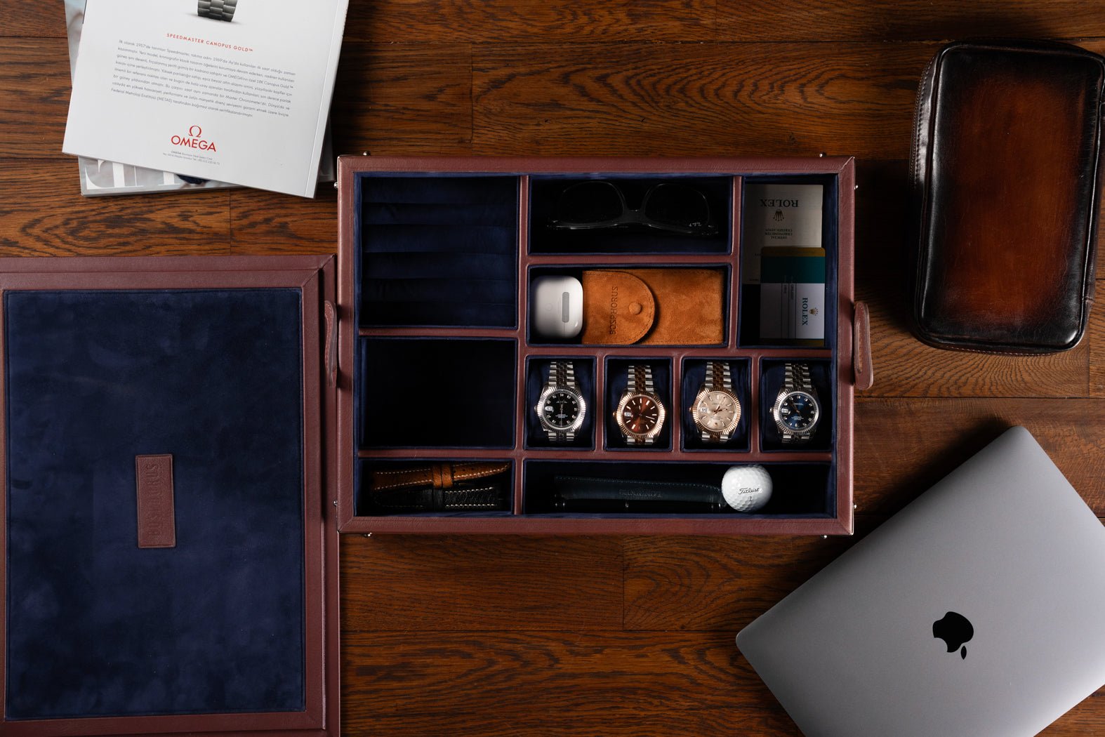 Bosphorus LeatherDaily Routines Tray Master Edition - Togo Dark Blue