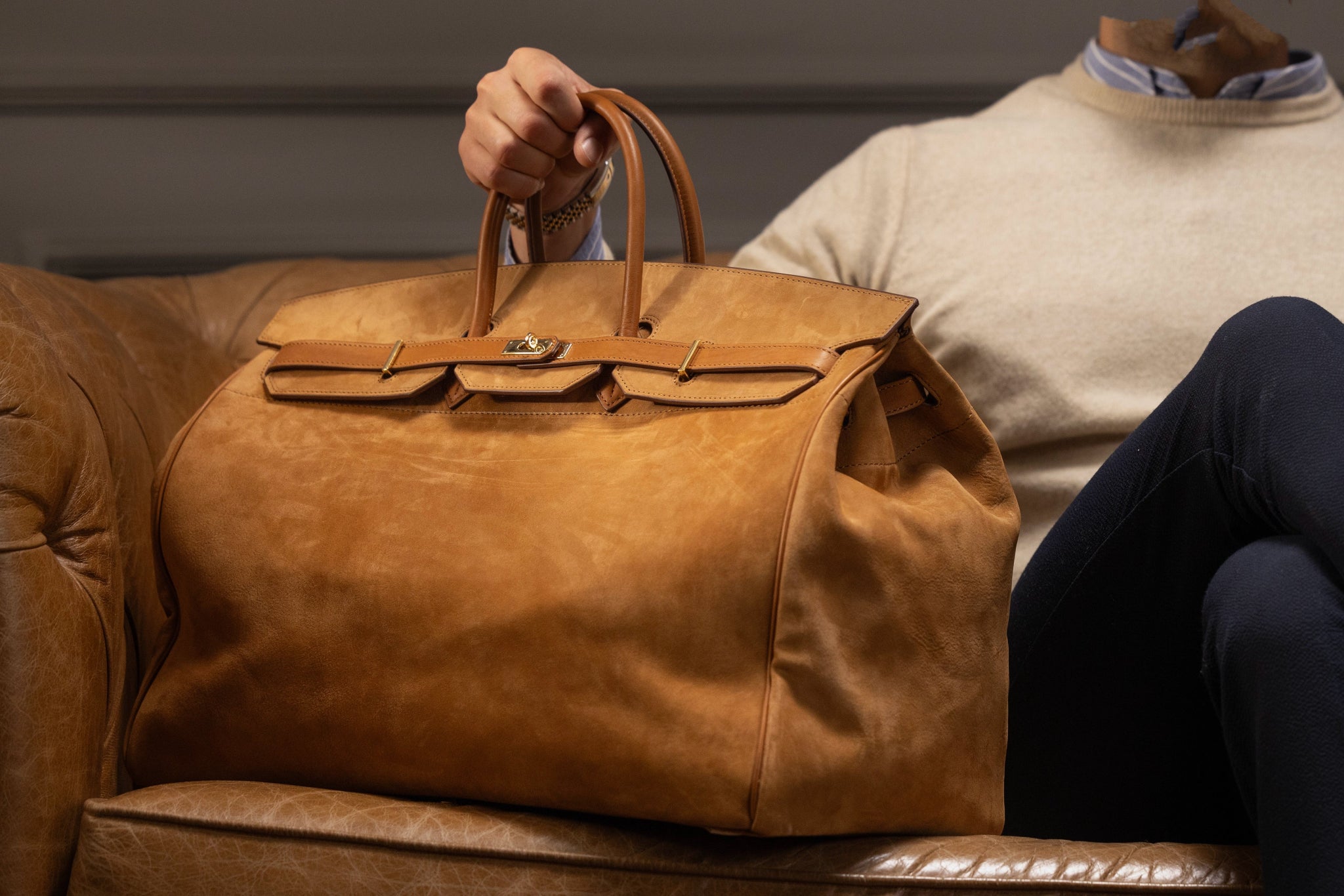 Bosphorus LeatherDuffle Bag - Nubuck Camel