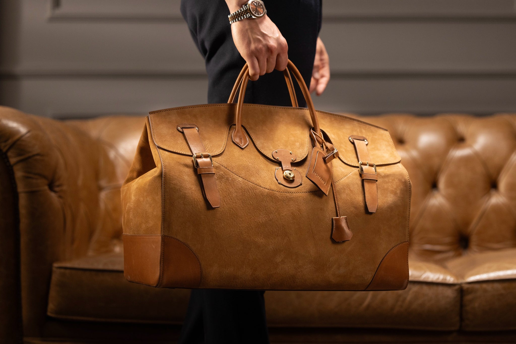 Bosphorus LeatherDuffle Bag - Nubuck Camel