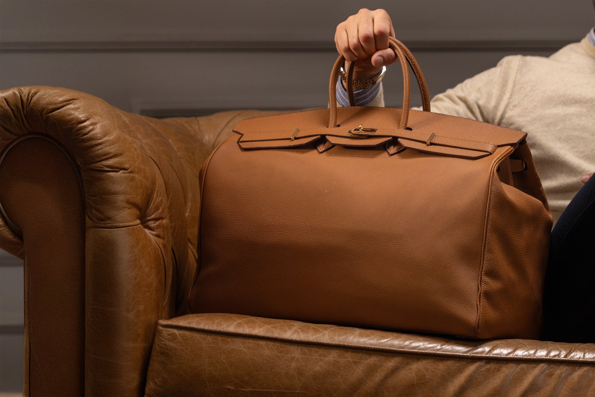 Bosphorus LeatherDuffle Bag - Togo Camel