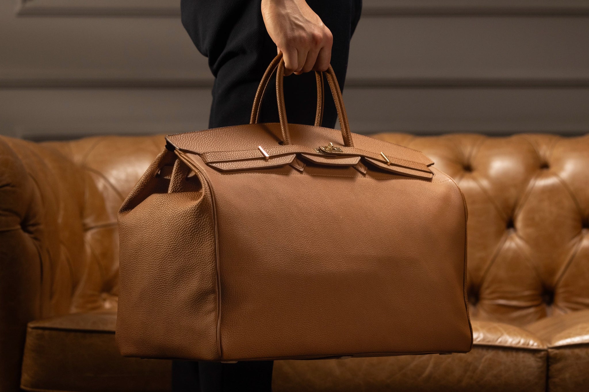 Bosphorus LeatherDuffle Bag - Togo Camel