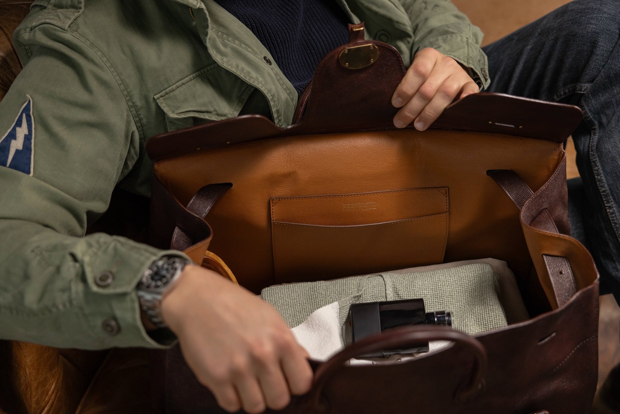 Bosphorus LeatherDuffle - Patina Saffiano Brown