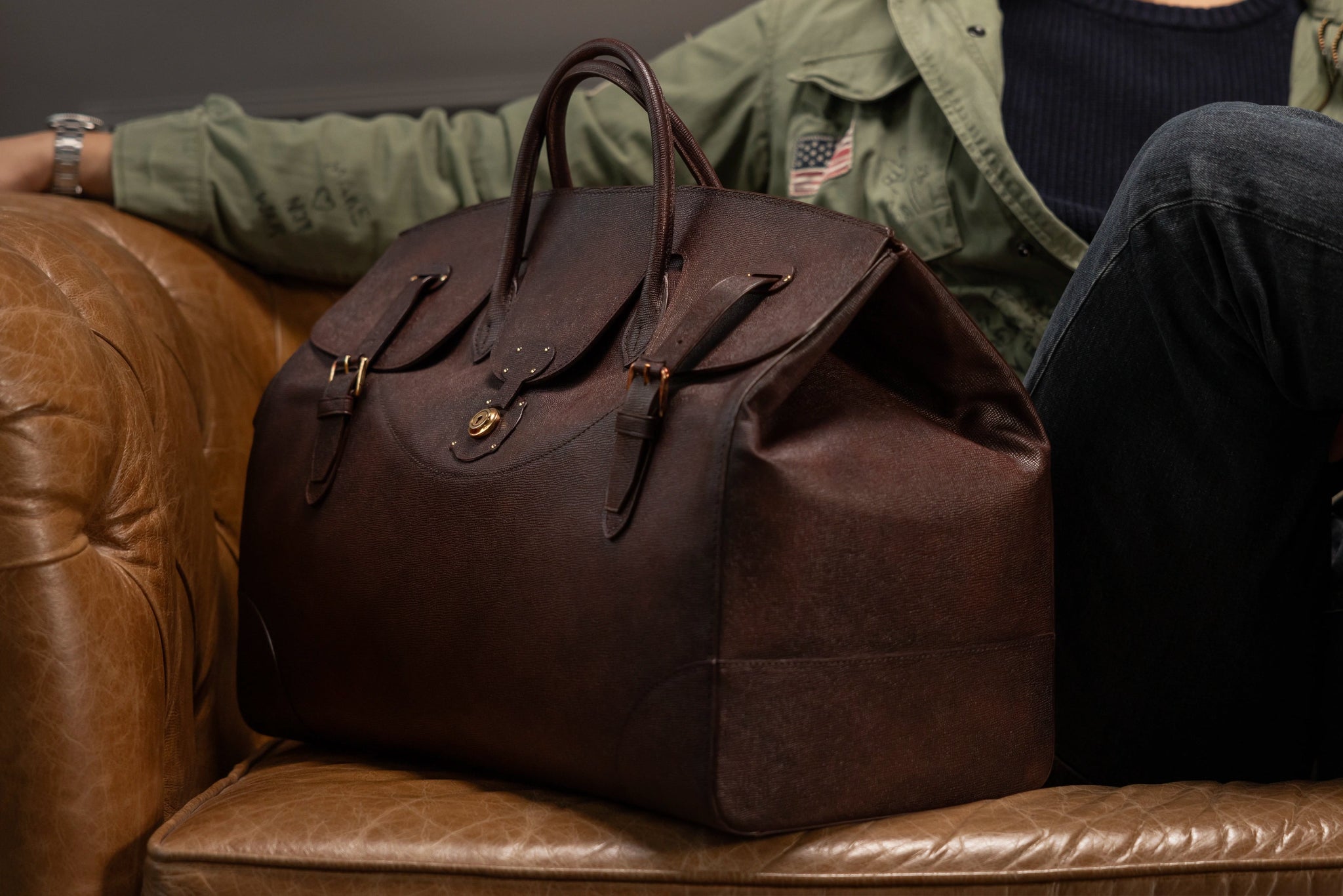 Bosphorus LeatherDuffle - Patina Saffiano Brown