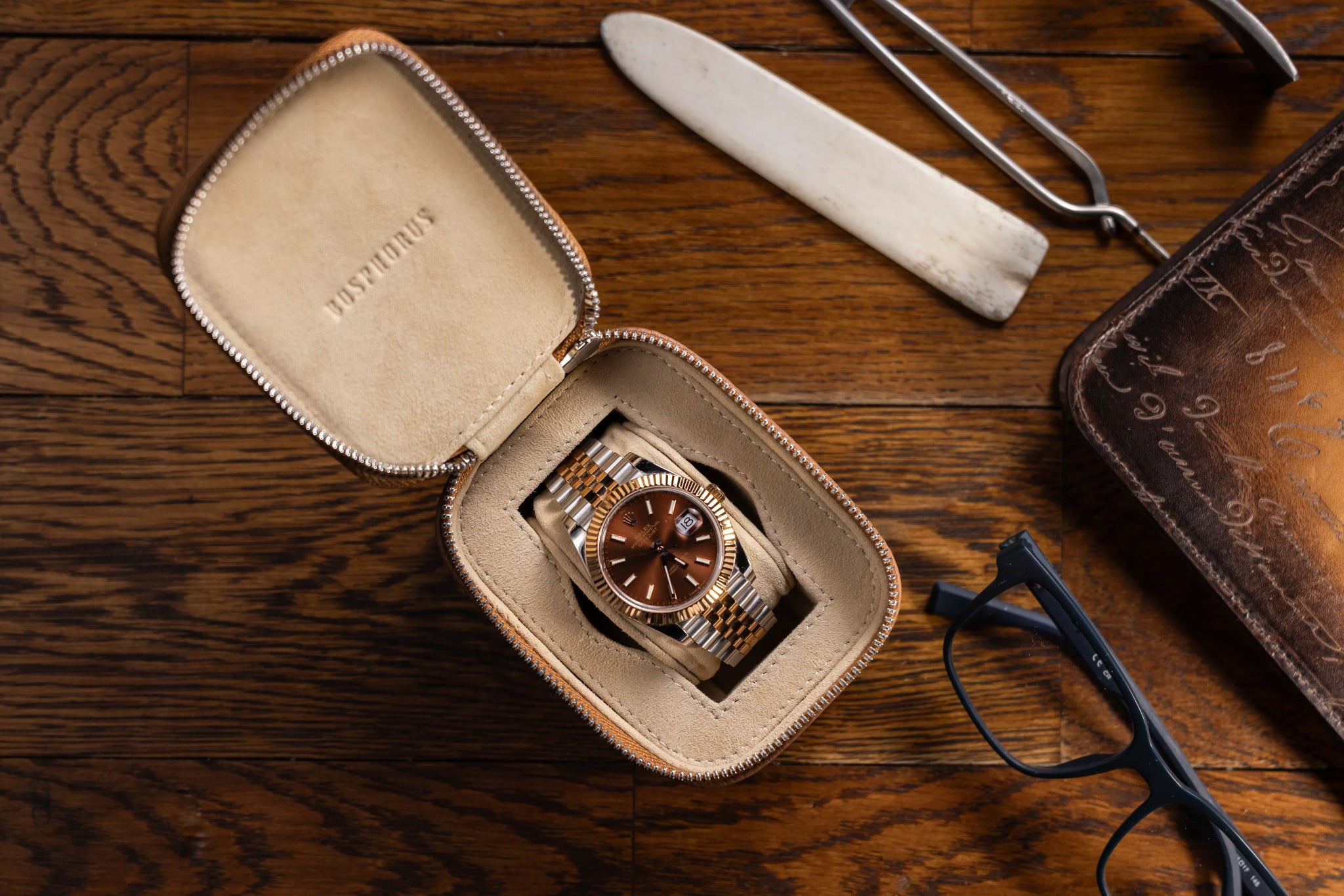 Bosphorus LeatherEphesus Watch Case - Togo Camel