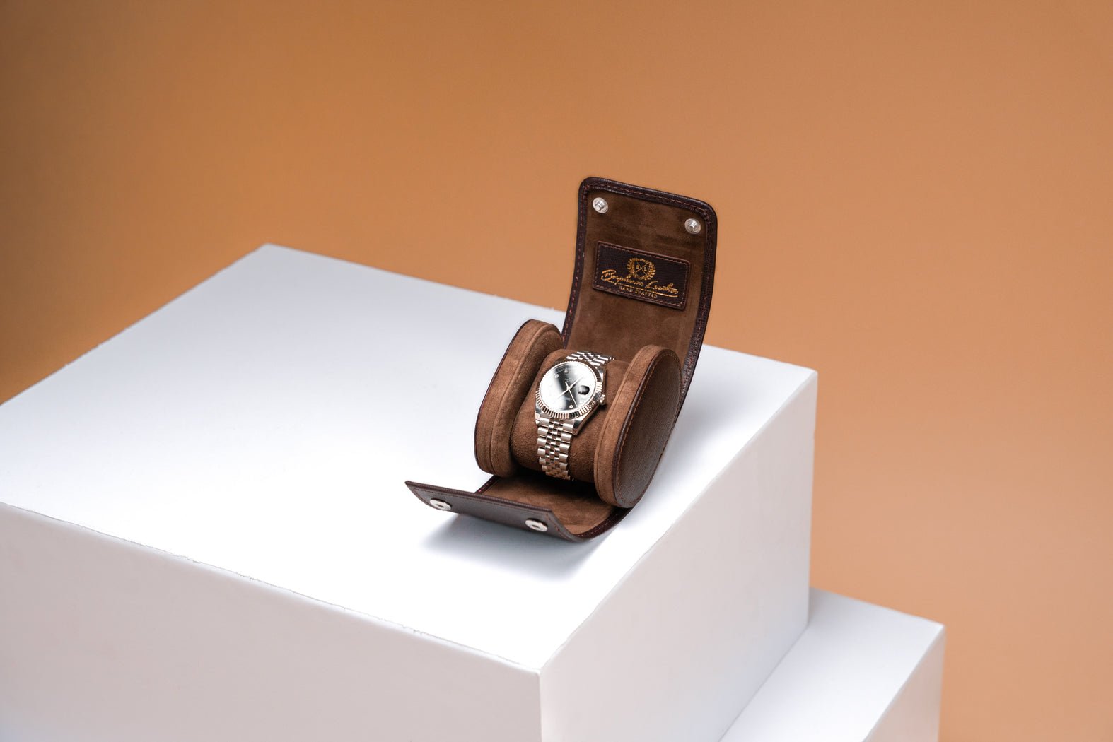 Bosphorus LeatherGalata Saffiano Dark Brown Watch Roll for 1 Watch