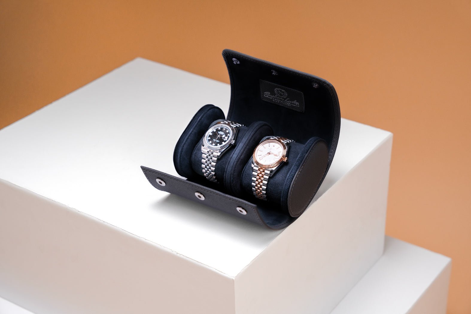 Bosphorus LeatherGalata Saffiano Dark Grey Watch Roll For 2 Watches
