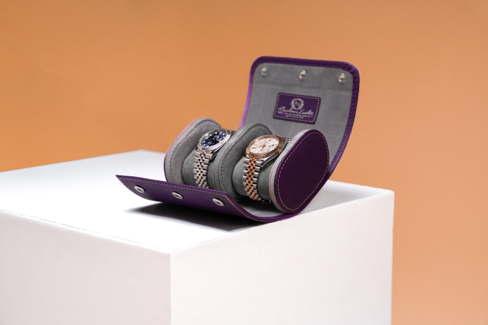 Bosphorus LeatherGalata Saffiano Purple Watch Roll for 3 Watches