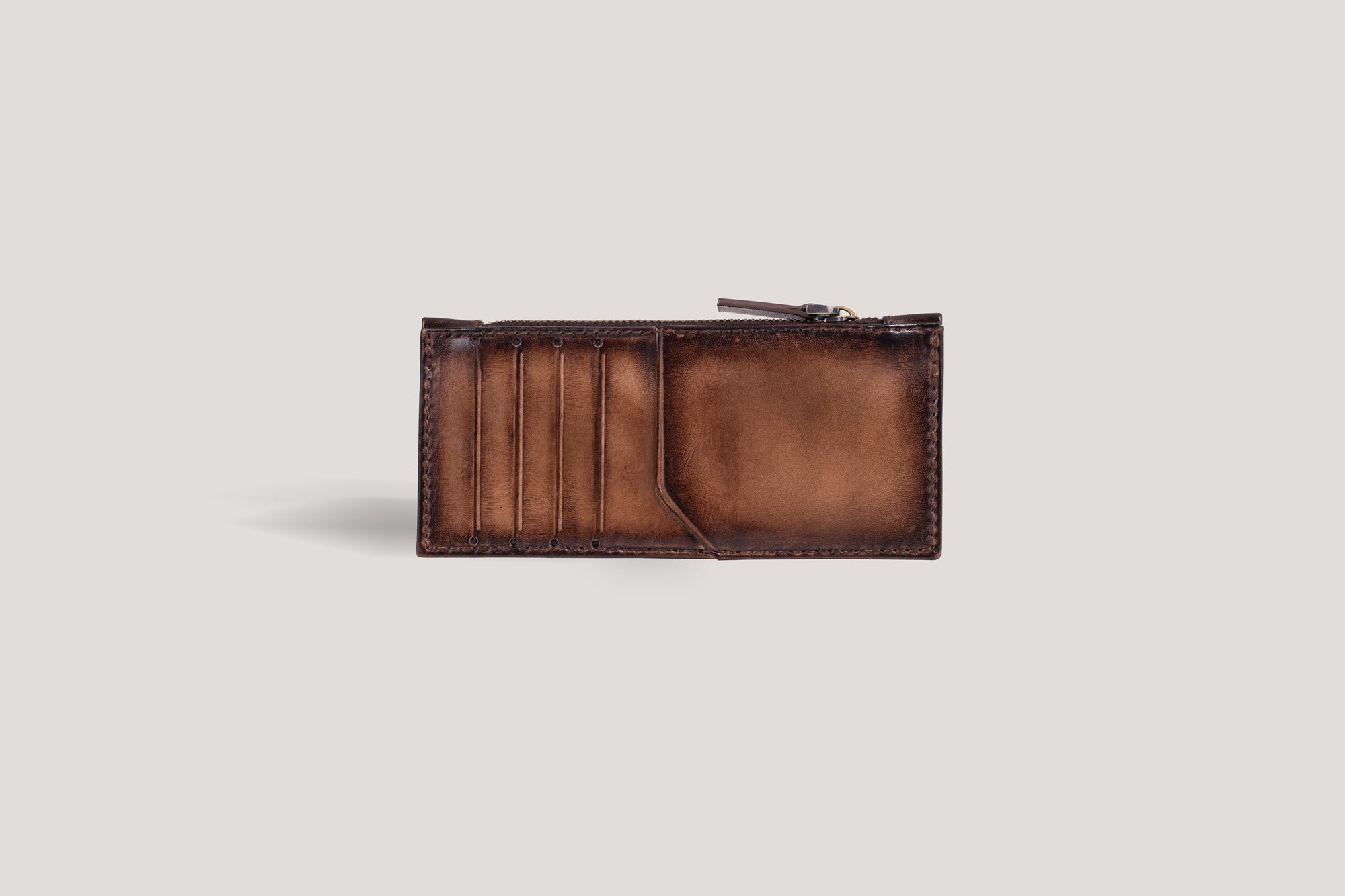 Bosphorus LeatherLong Zipper Card Holder Java Brown