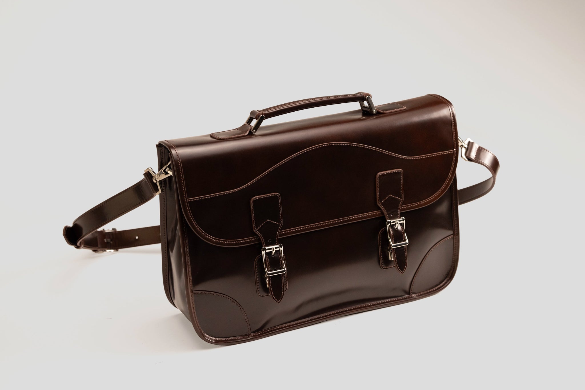 Bosphorus LeatherMessenger Bag - Glossy Brown