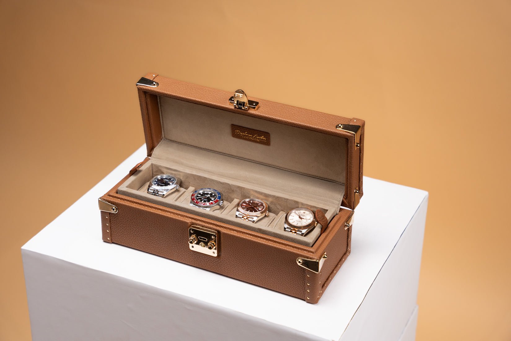 Bosphorus LeatherPetra Watch Case - Togo Camel For 4 Watches